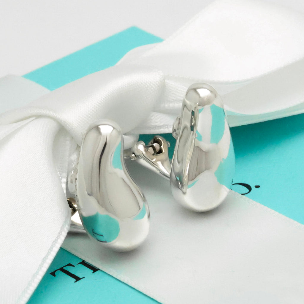Tiffany & Co. Peretti Large Teardrop Clip-On Earrings Sterling Silver 925