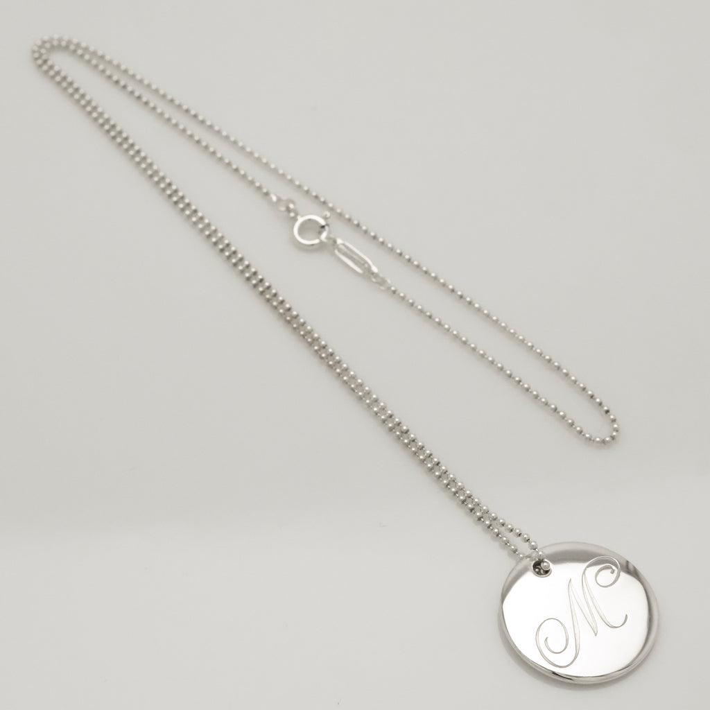  Tiffany & Co. Letter M Notes Initial Disc Necklace Sterling Silver 925