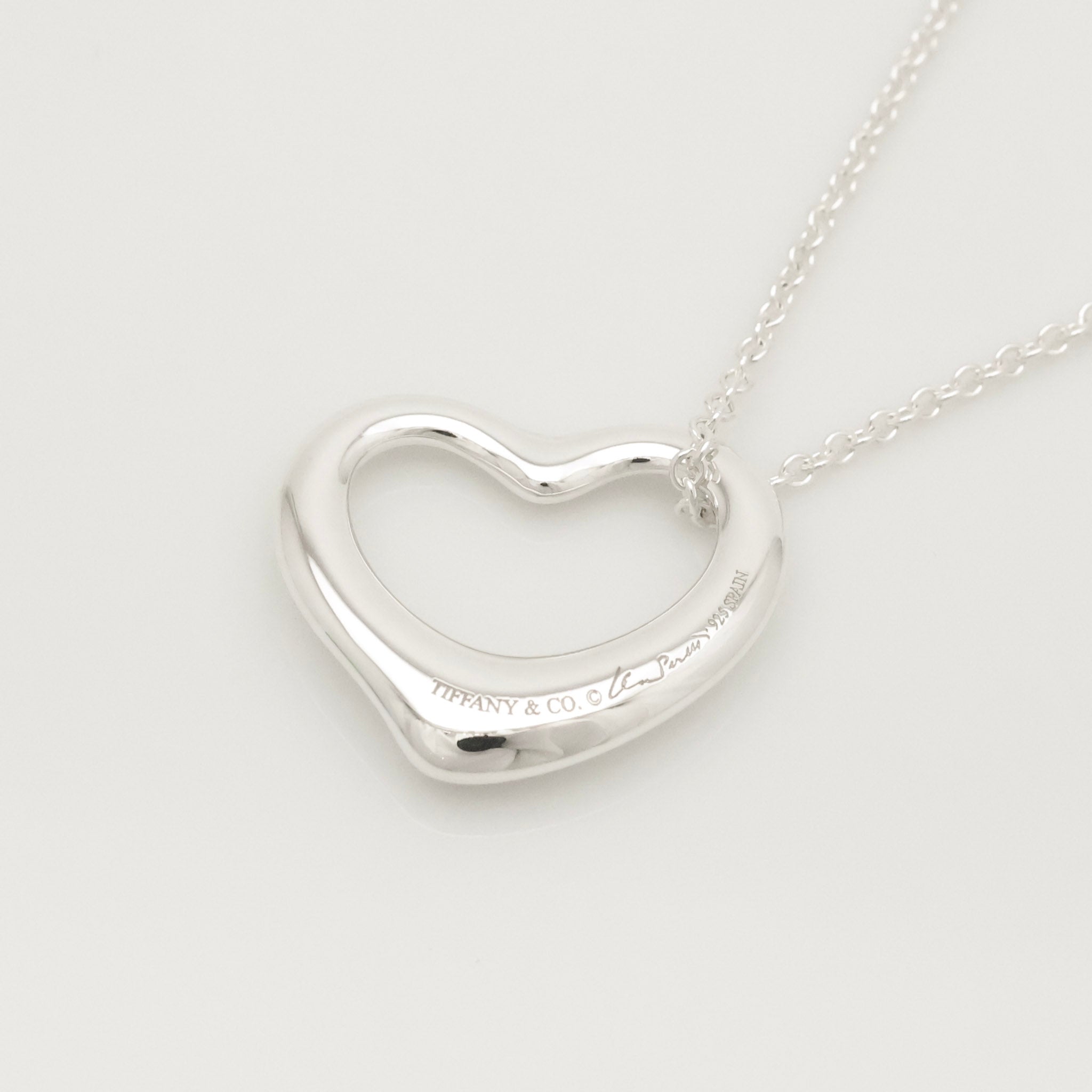 Tiffany & Co. Open Heart Pendant Necklace Sterling Silver 925