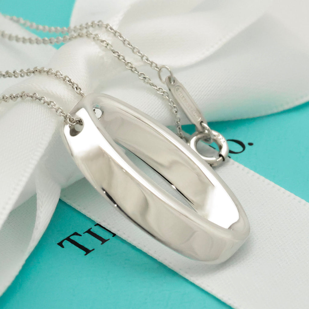 Tiffany & Co. 3D Geometric Oval Necklace Sterling Silver 925