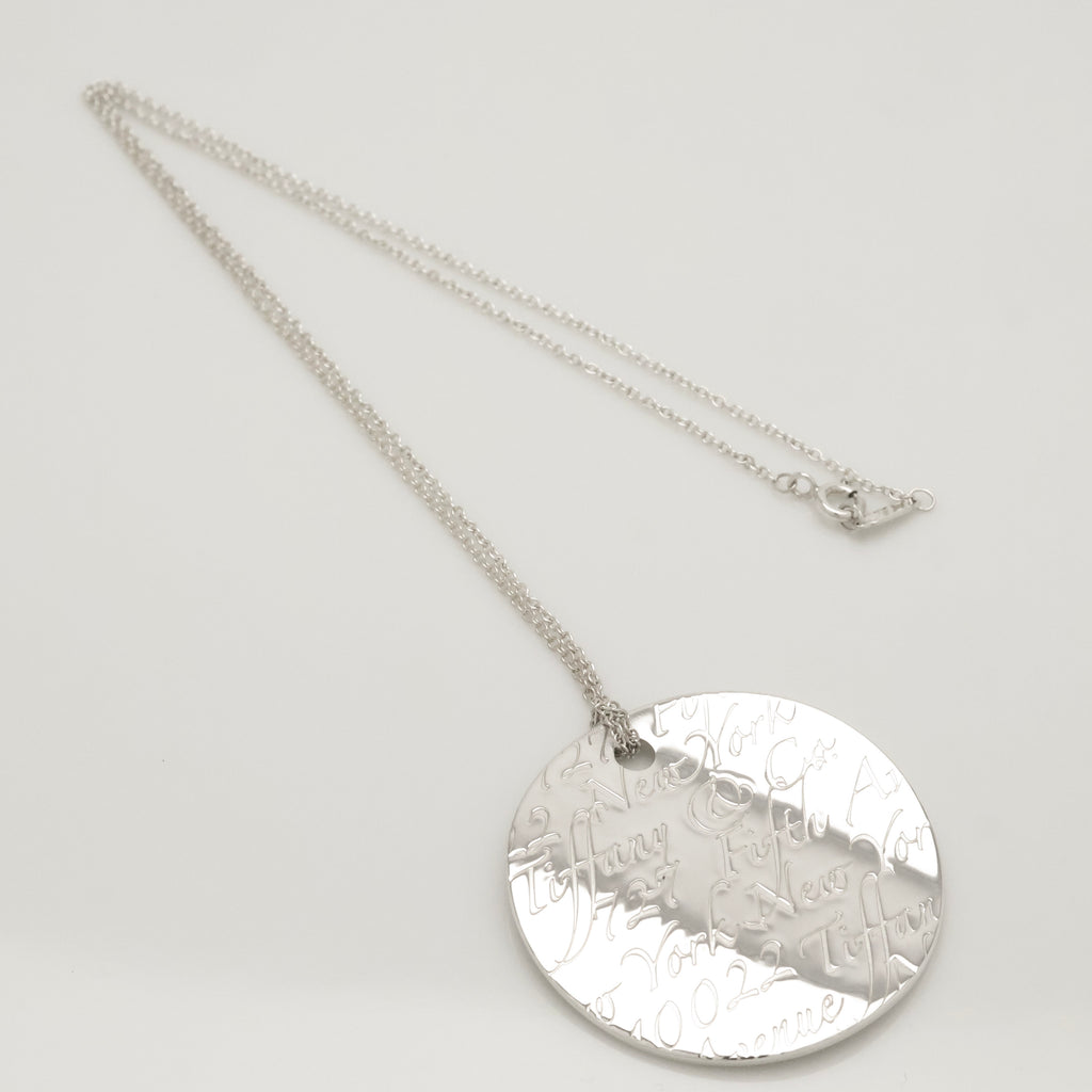 Tiffany & Co. Notes New York Large Wavy Round Circle Necklace Sterling Silver 925