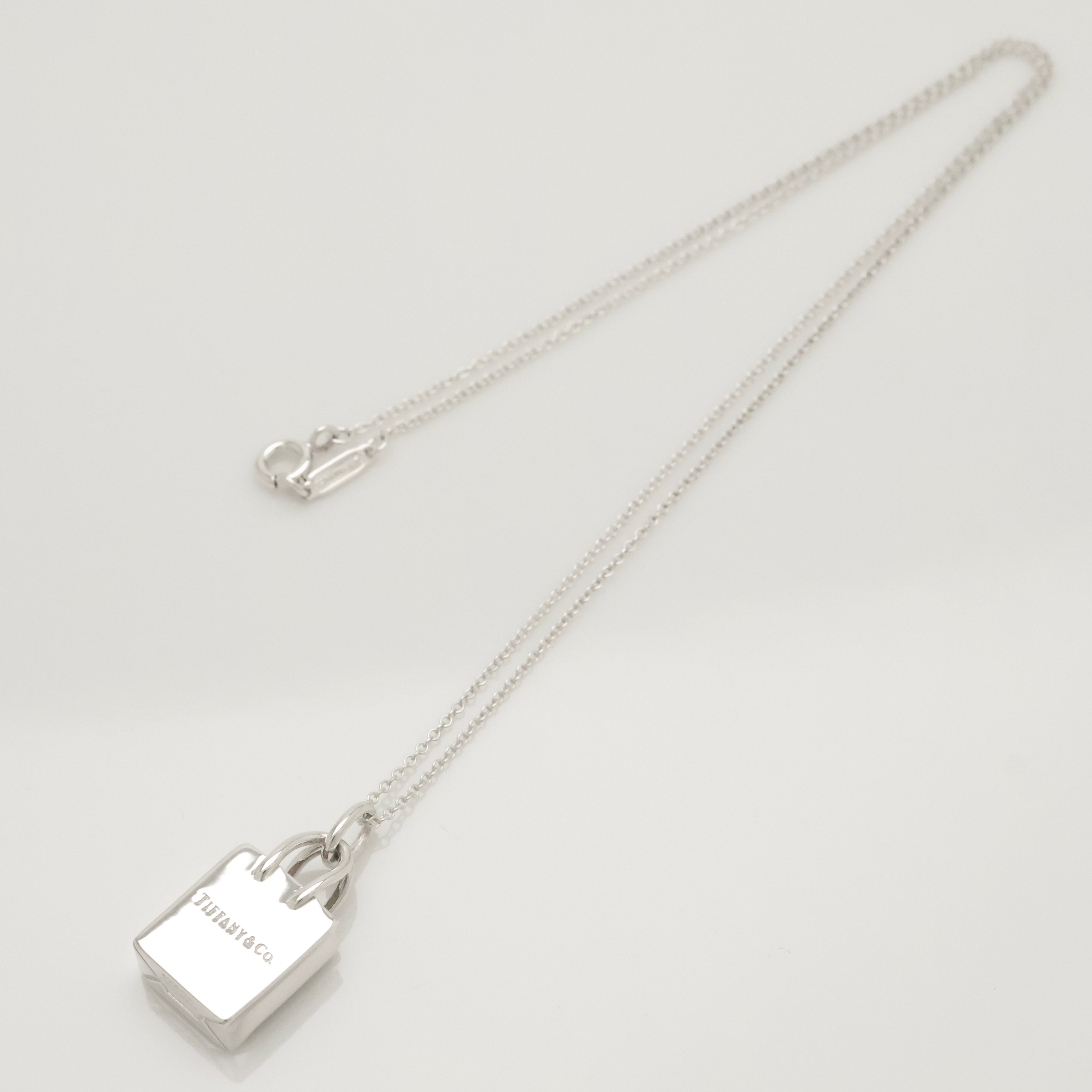 Tiffany & Co. Shopping Bag Pendant Charm Necklace Sterling Silver 925