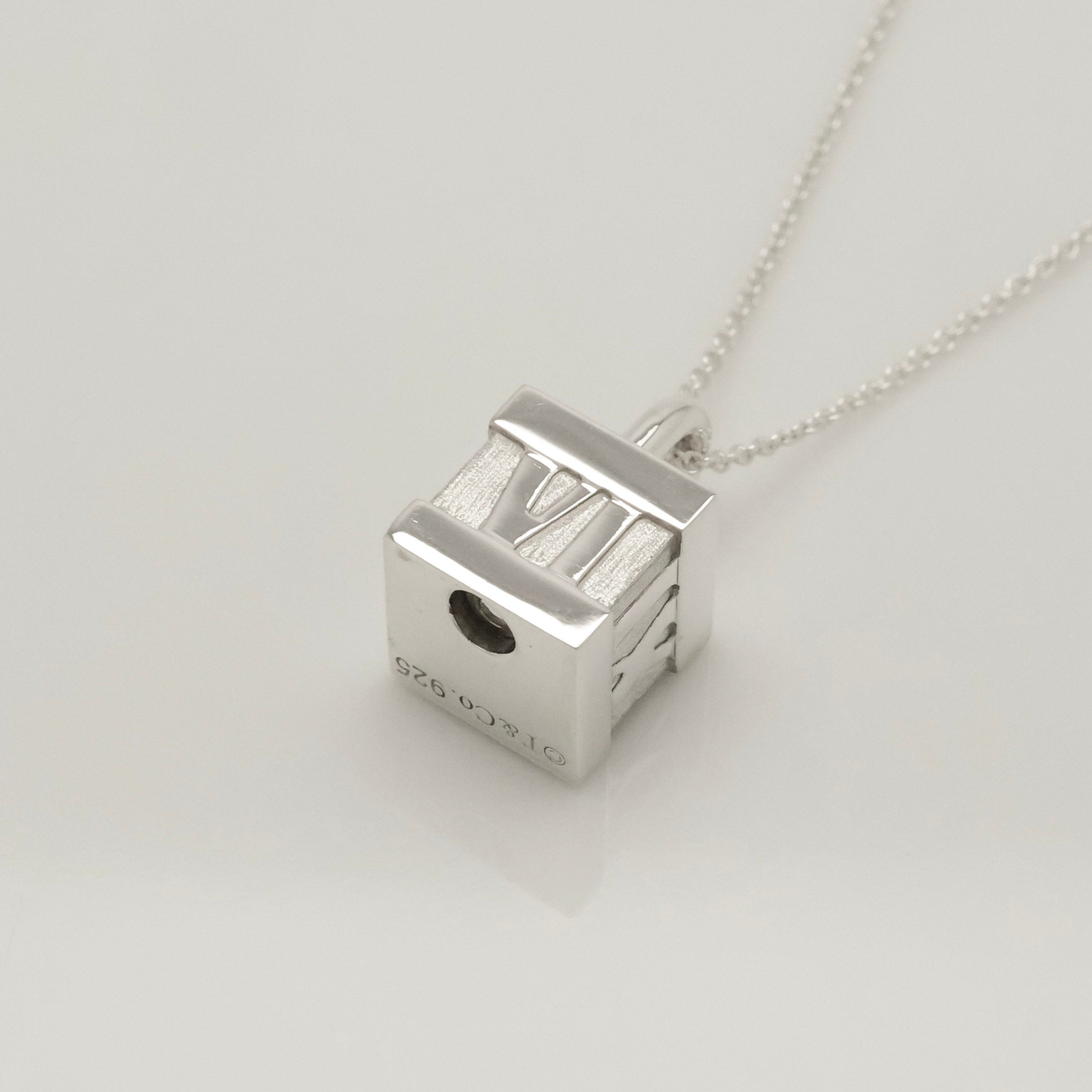 Tiffany & Co. Atlas Cube Lock Padlock Necklace Pendant Sterling Silver 925 