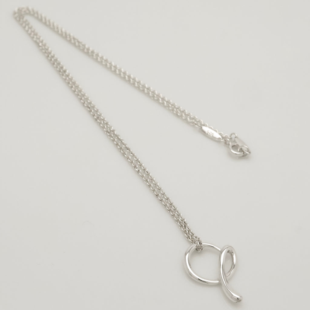 Tiffany & Co. Initial Letter "A" Pendant Necklace Sterling Silver 925
