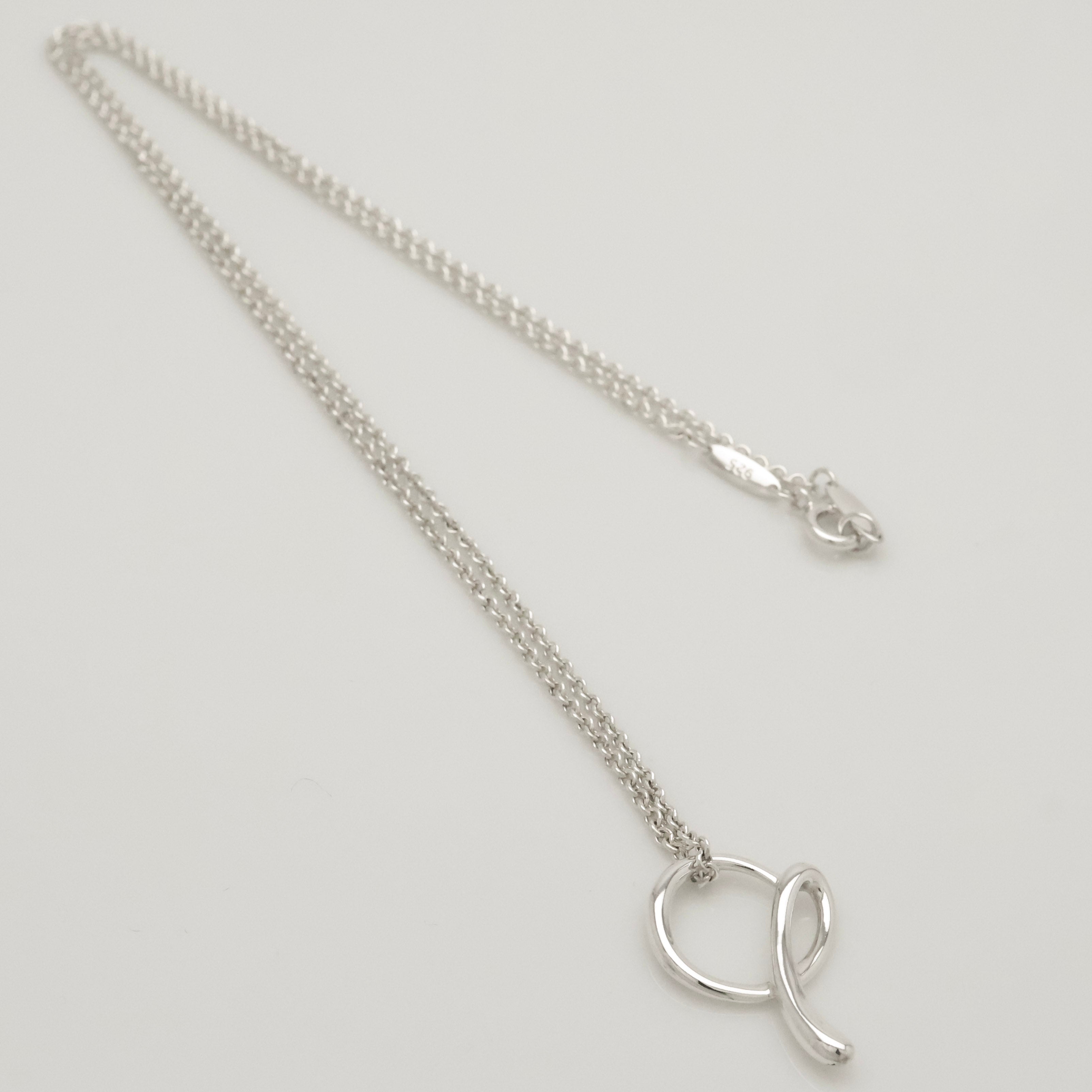 Tiffany & Co. Initial Letter "A" Pendant Necklace Sterling Silver 925