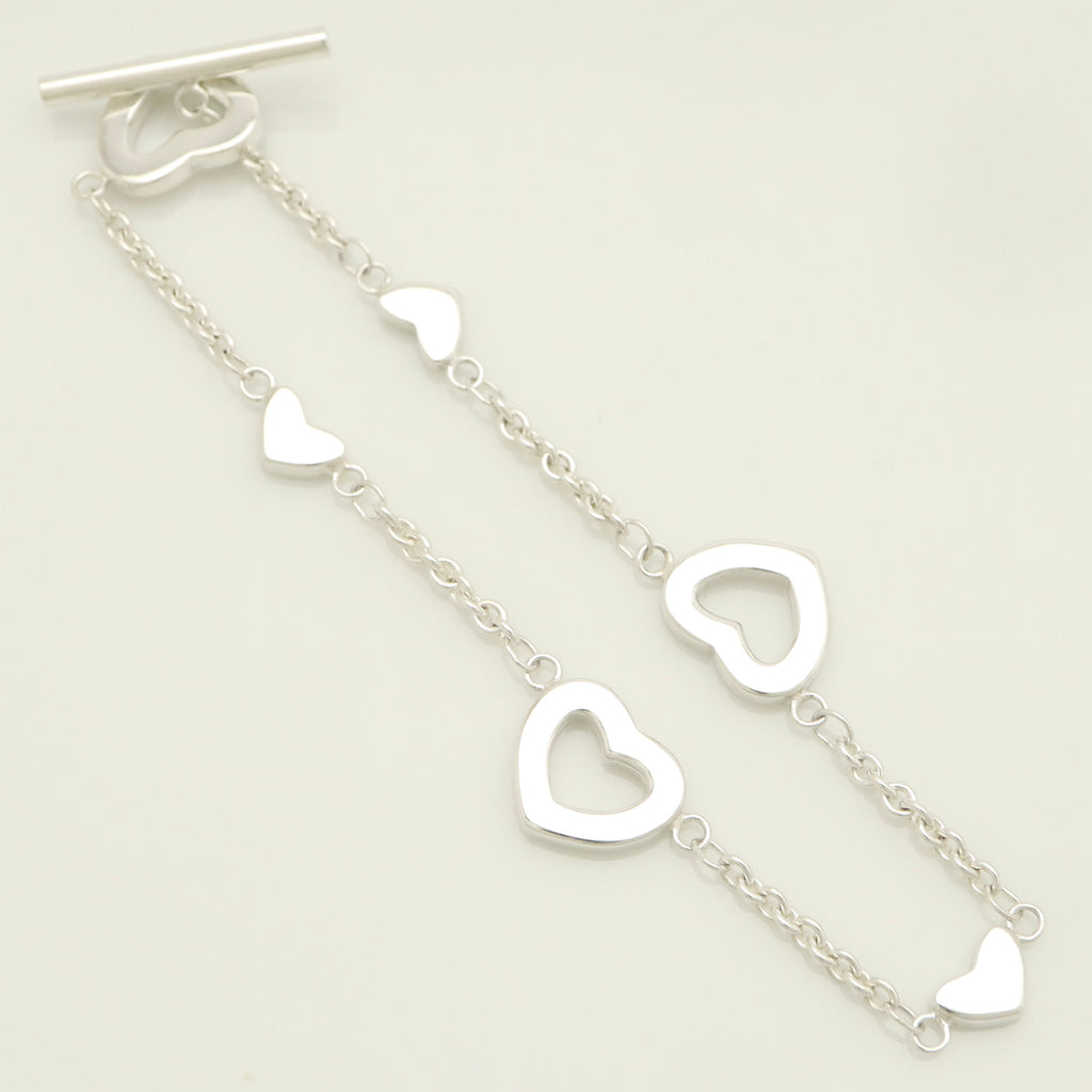 Tiffany & Co. Heart Link Lariat Toggle Bracelet Sterling Silver 925
