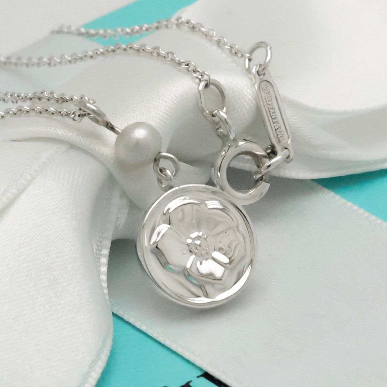 TIFFANY&Co. ネイチャー ローズ フラワー パール ネックレス AG925
