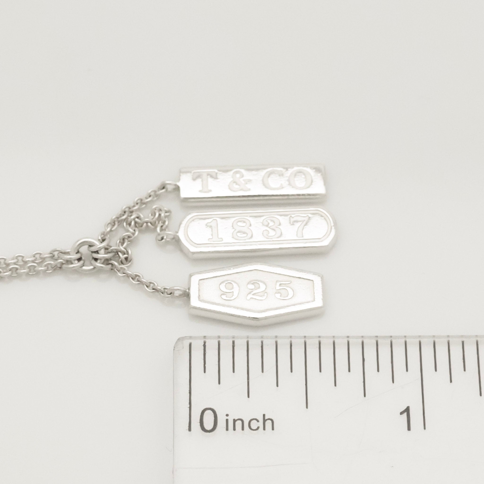 Tiffany & Co. 1837 Elements Three Bar Drop Necklace Sterling Silver 925