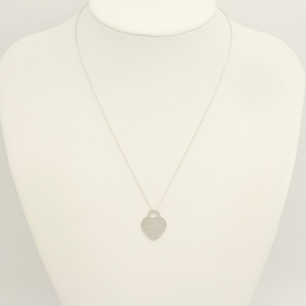 Tiffany & Co. Notes I LOVE YOU Heart Pendant Necklace Sterling Silver 925