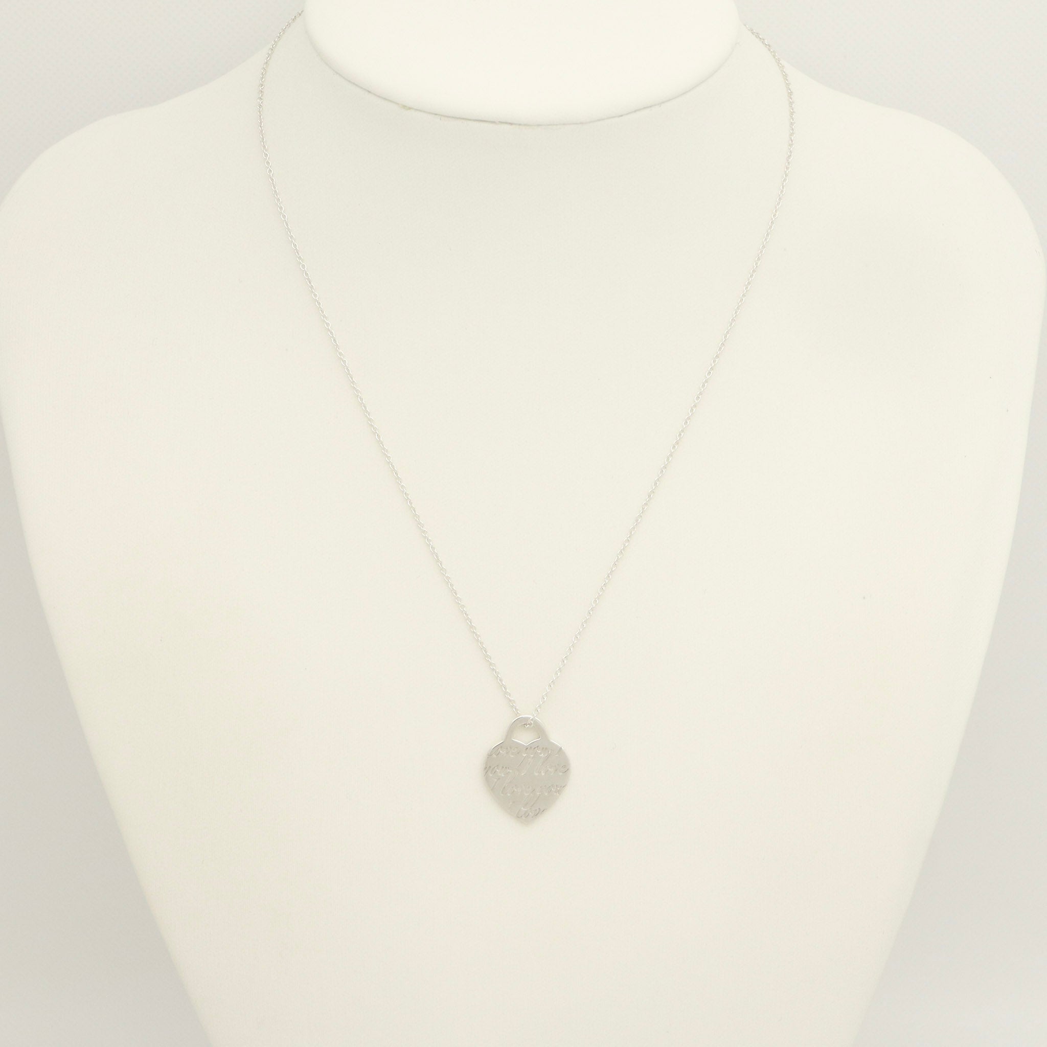 Tiffany & Co. Notes I LOVE YOU Heart Pendant Necklace Sterling Silver 925