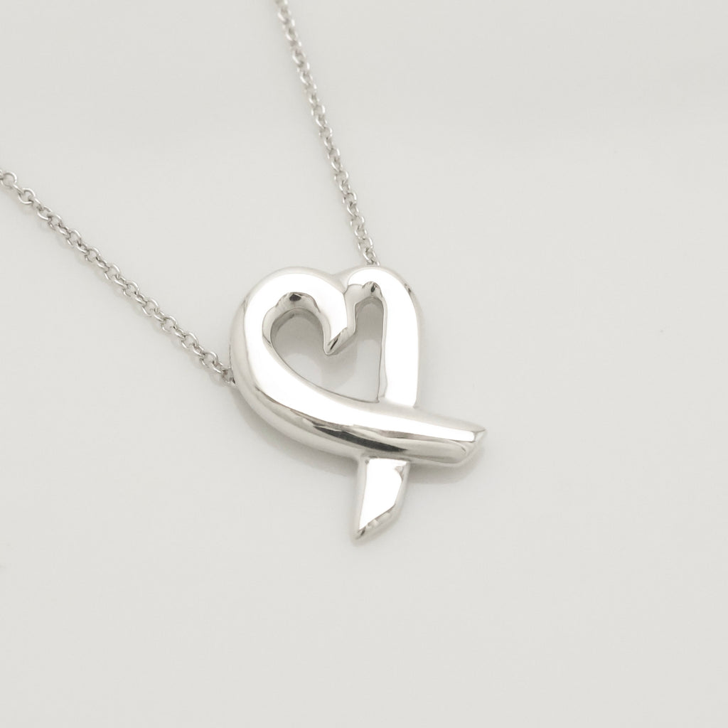 Tiffany & Co. Loving Heart Pendant Necklace Sterling Silver 925 