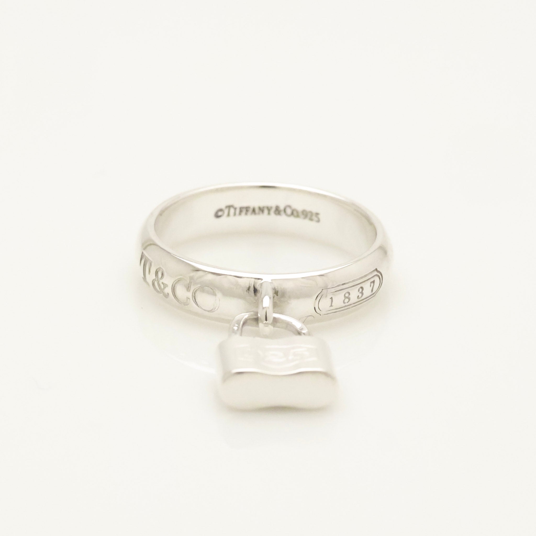 Tiffany & Co. 1837 Padlock Dangle Ring Sterling Silver 925