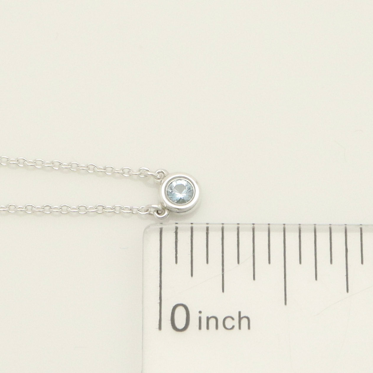 Tiffany & Co. By the Yard Aquamarine Sapphire Necklace Sterling Silver 925