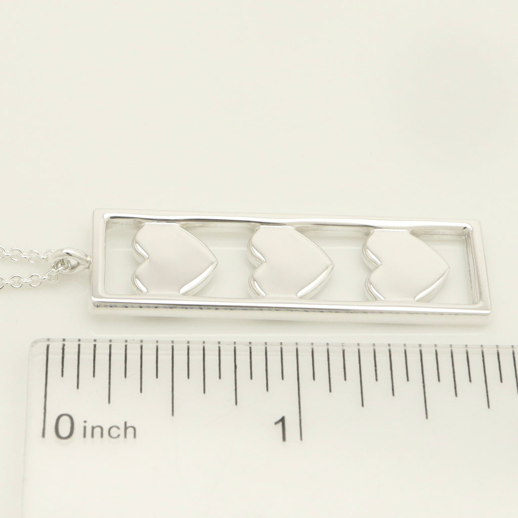 Tiffany & Co Triple Heart Plate Pendant Necklace Sterling Silver 925