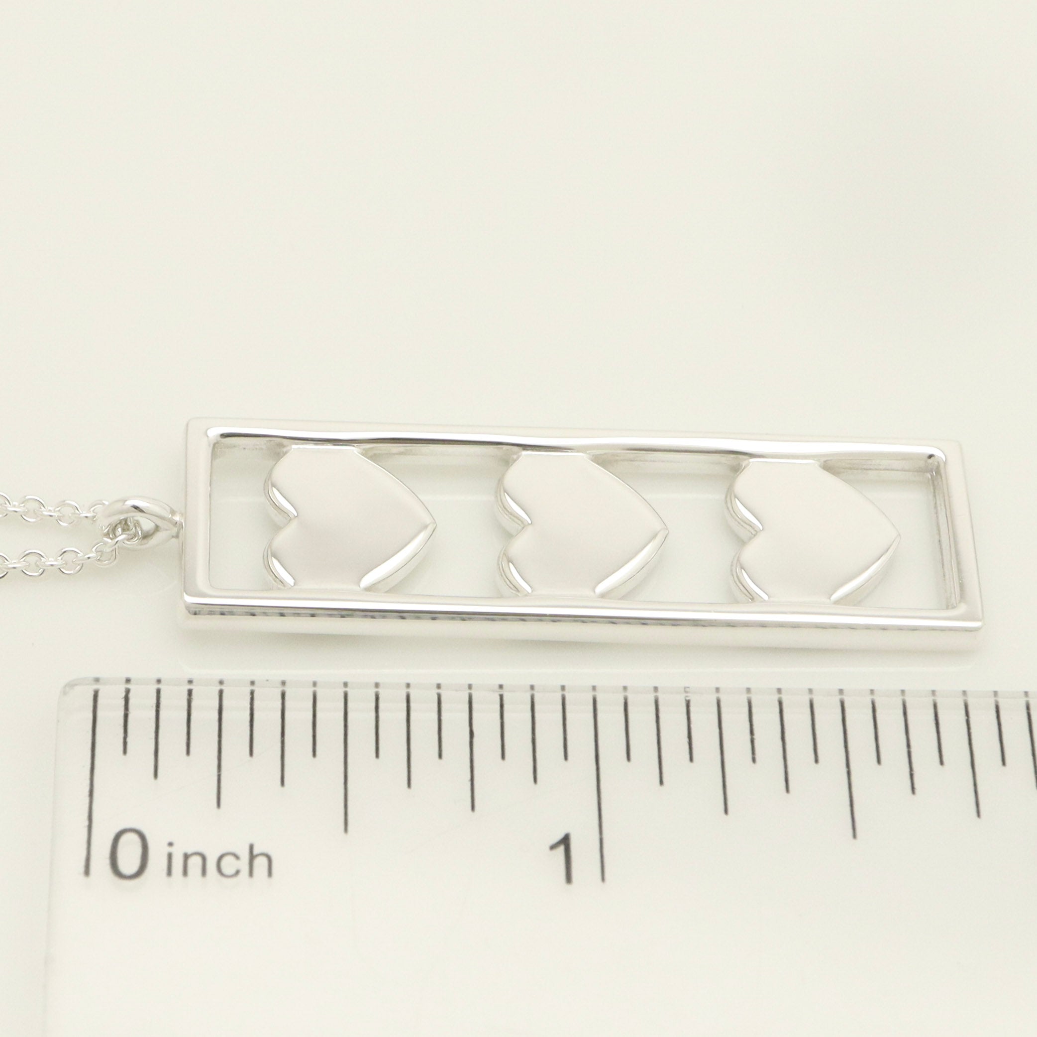Tiffany & Co Triple Heart Plate Pendant Necklace Sterling Silver 925