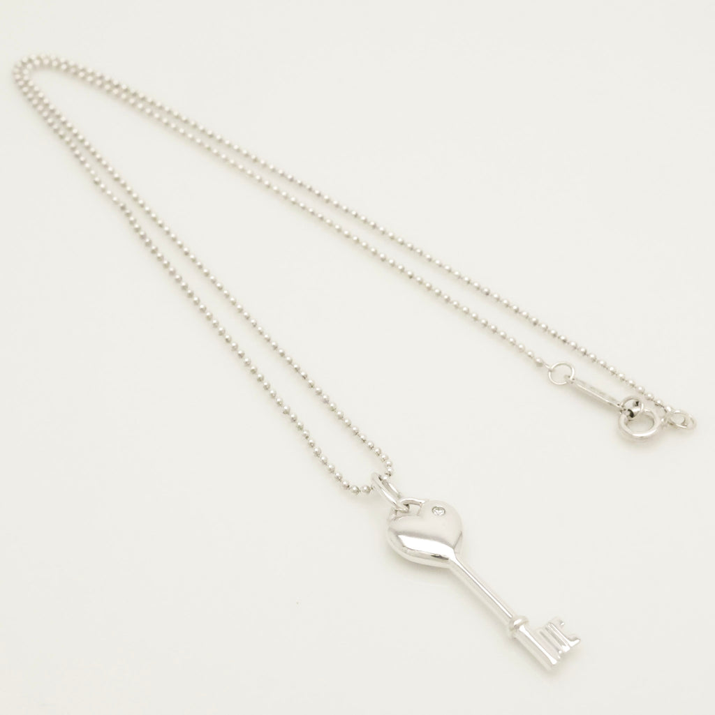 Tiffany & Co. Heart Key 1P Diamond Necklace Sterling Silver 925 