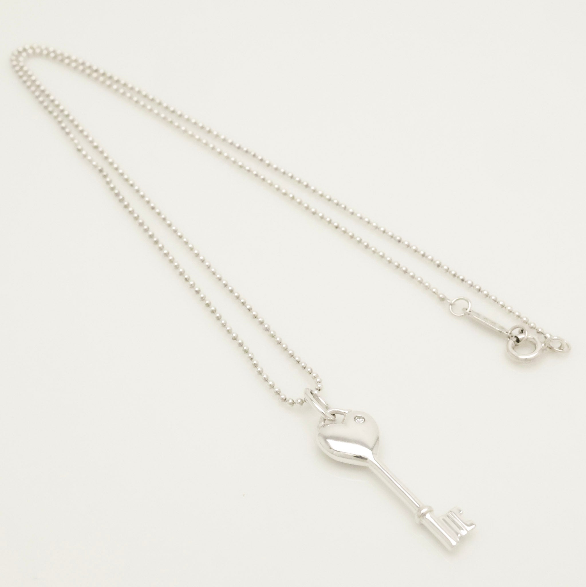 Tiffany & Co. Heart Key 1P Diamond Necklace Sterling Silver 925 