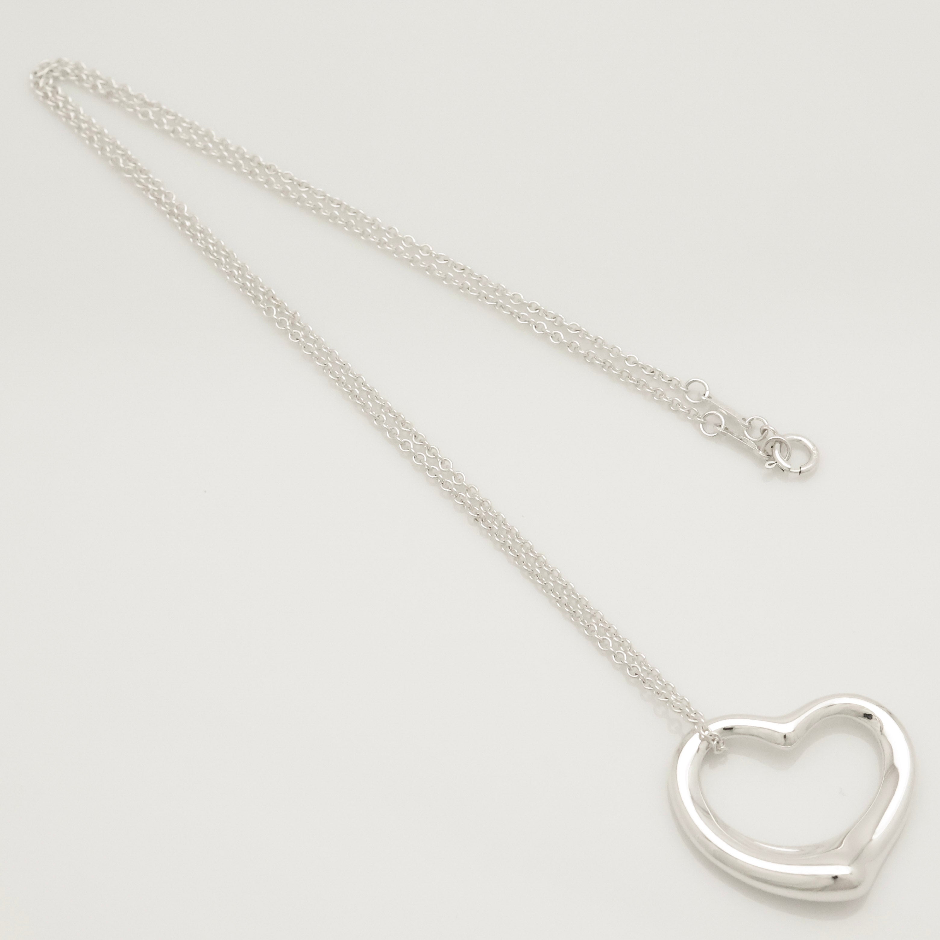 Tiffany & Co. Open Heart Pendant Necklace Sterling Silver 925
