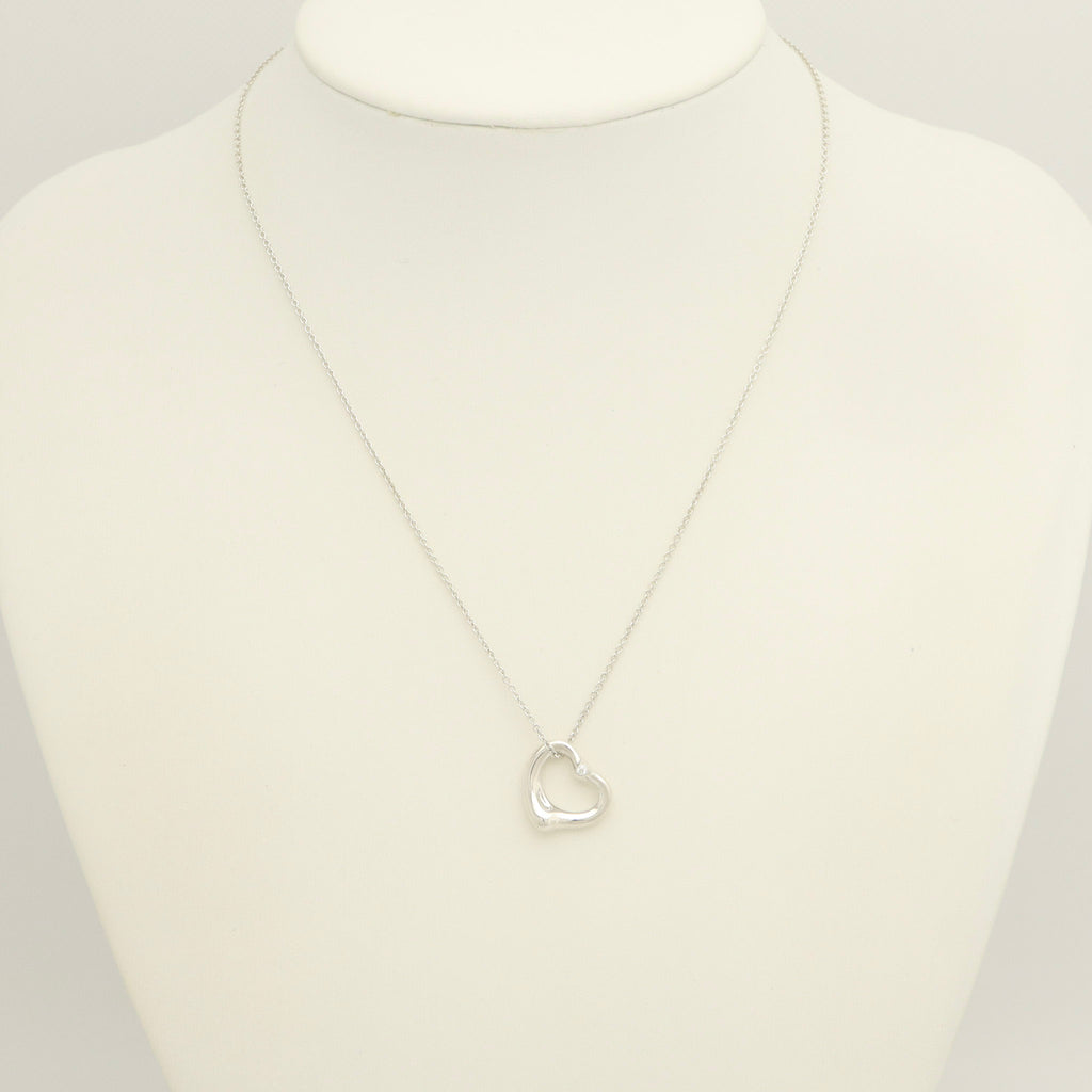 TIFFANY&Co. オープンハート 16mm 2P ダイヤモンド エルサペレッティ ネックレス AG925