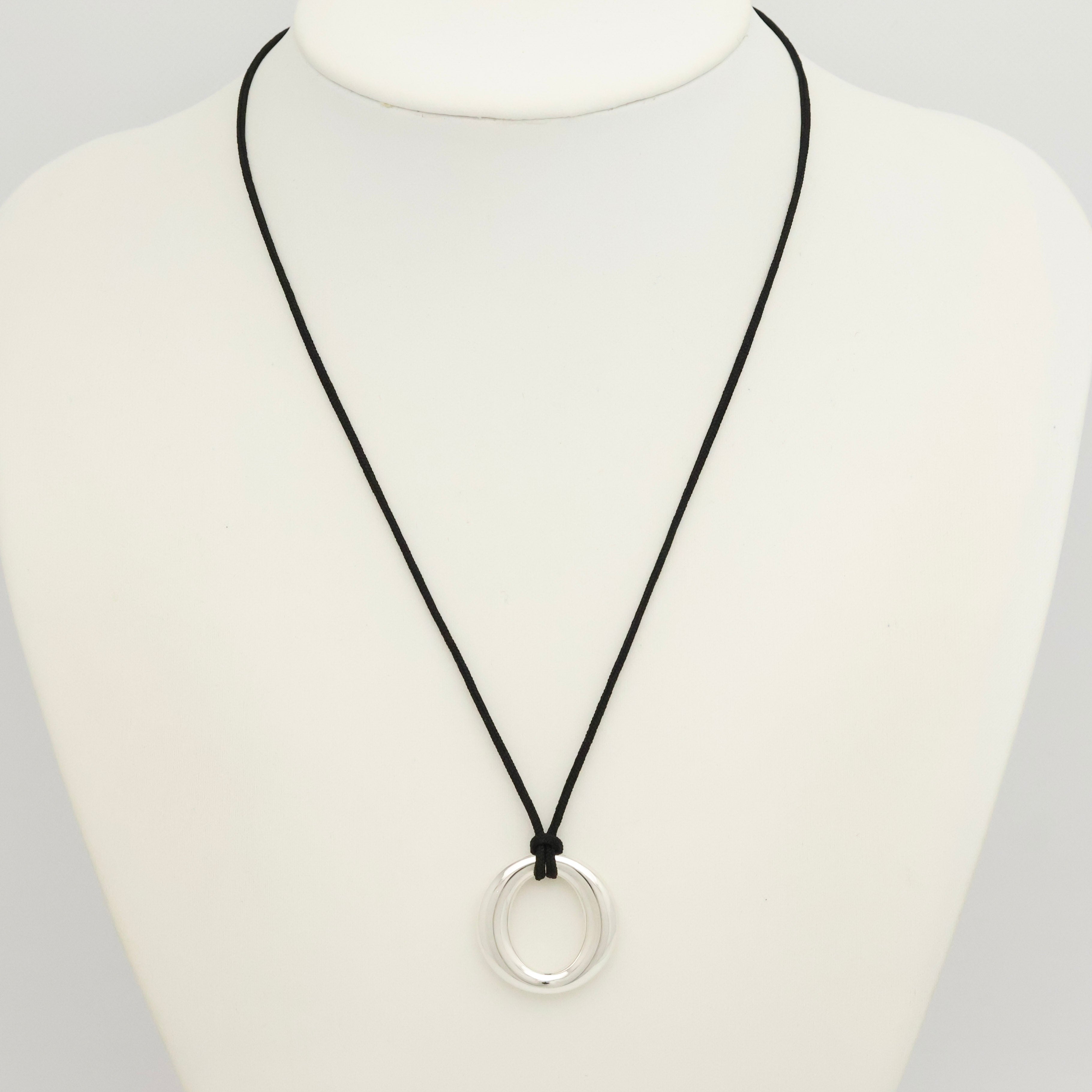  Tiffany & Co. Seviana Silk Cord Necklace Sterling Silver 925