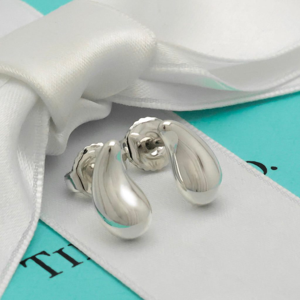 Tiffany & Co. Peretti Teardrop Stud Earrings Sterling Silver 925