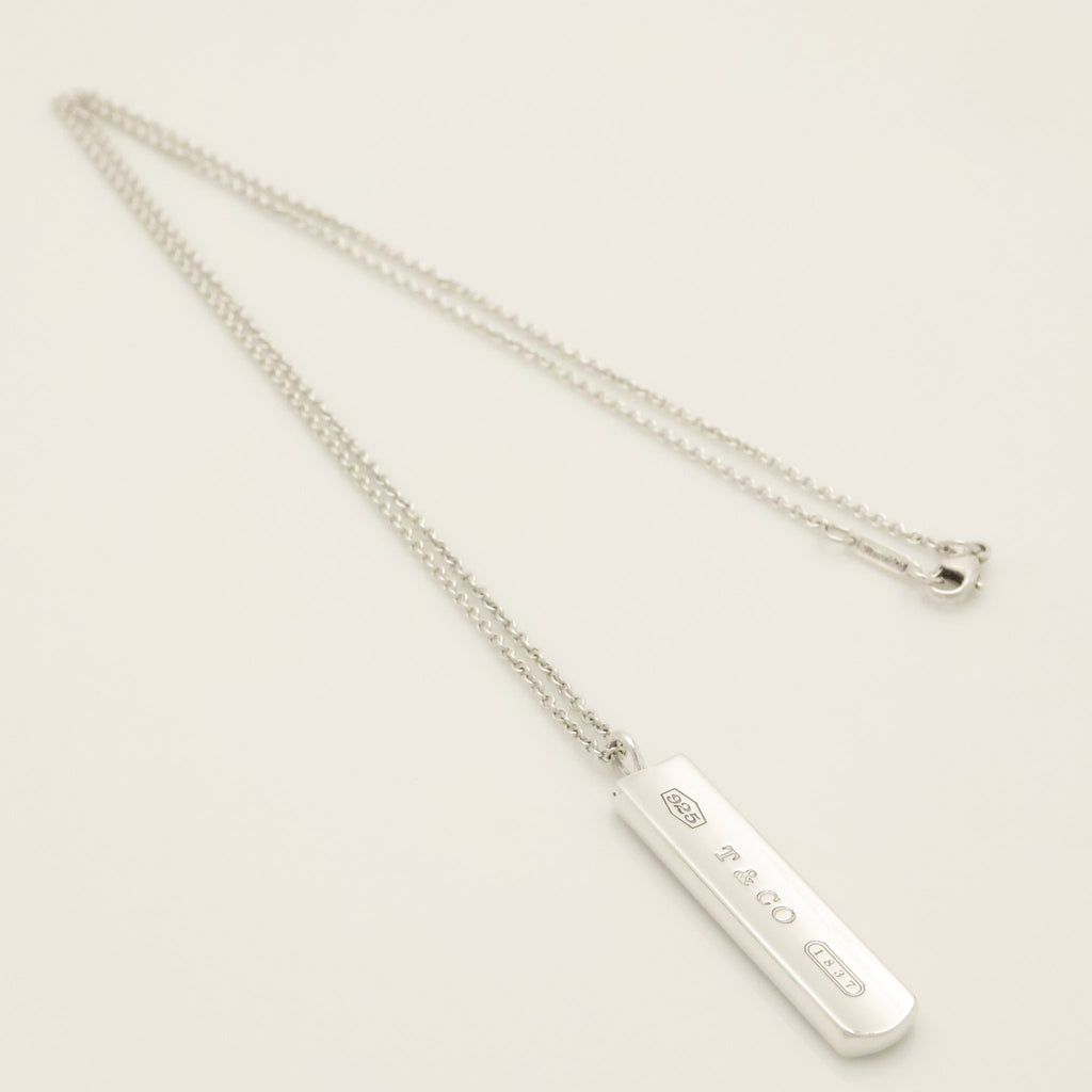 TIFFANY & Co. 1837 Bar Plate Pendant Necklace Chain Sterling Silver 925