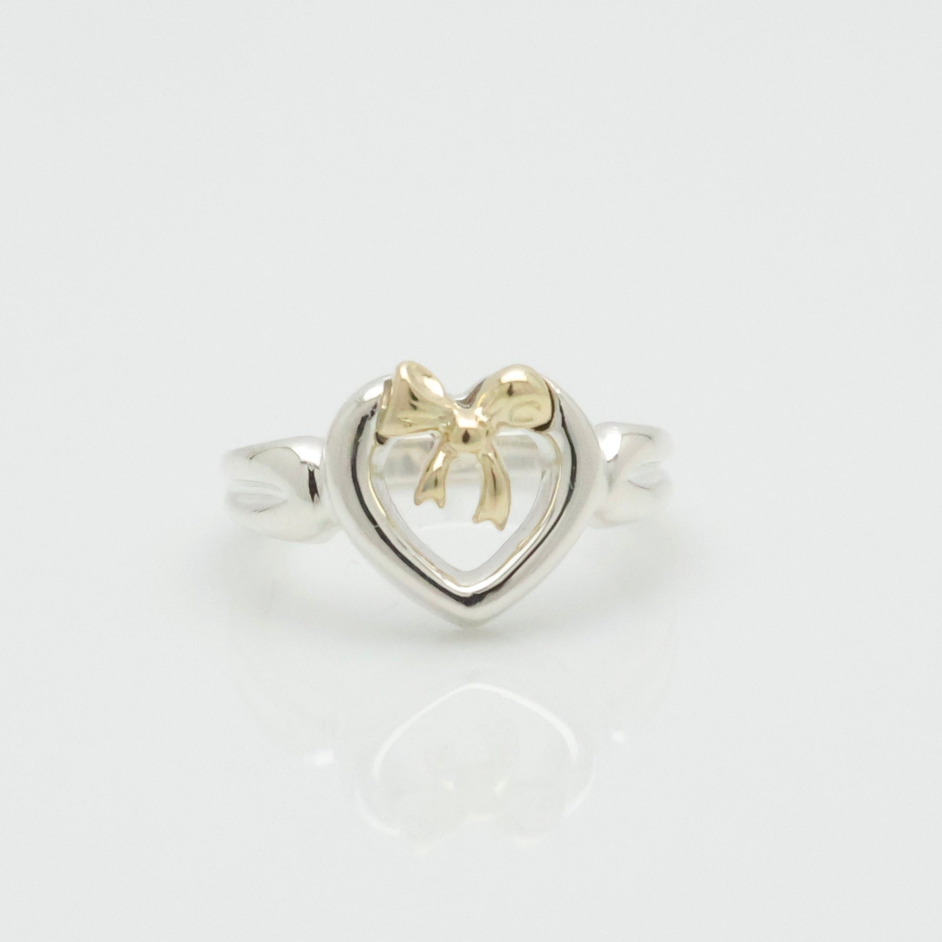 TIFFANY&Co. ハート リボン コンビ イエローゴールド リング 7 号 AG925 AU750