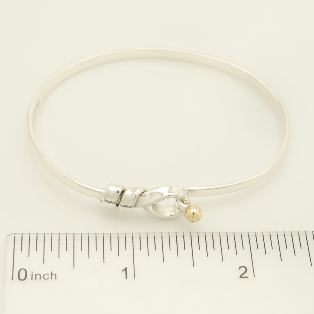 Tiffany & Co. Hook & Eye Bangle Sterling Silver 925 Gold 18k