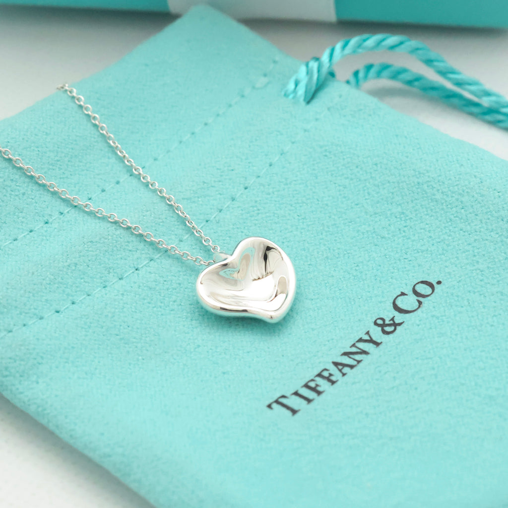Tiffany & Co. Peretti Curved Full Heart Necklace Sterling Silver 925