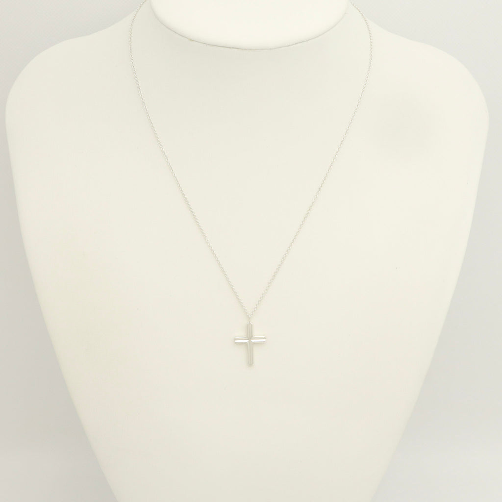  Tiffany & Co. Picasso Groove Cross Necklace Sterling Silver 925 