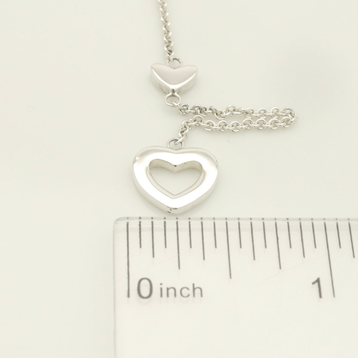 Tiffany & Co. Heart Link Lariat Necklace Pendant Sterling Silver 925