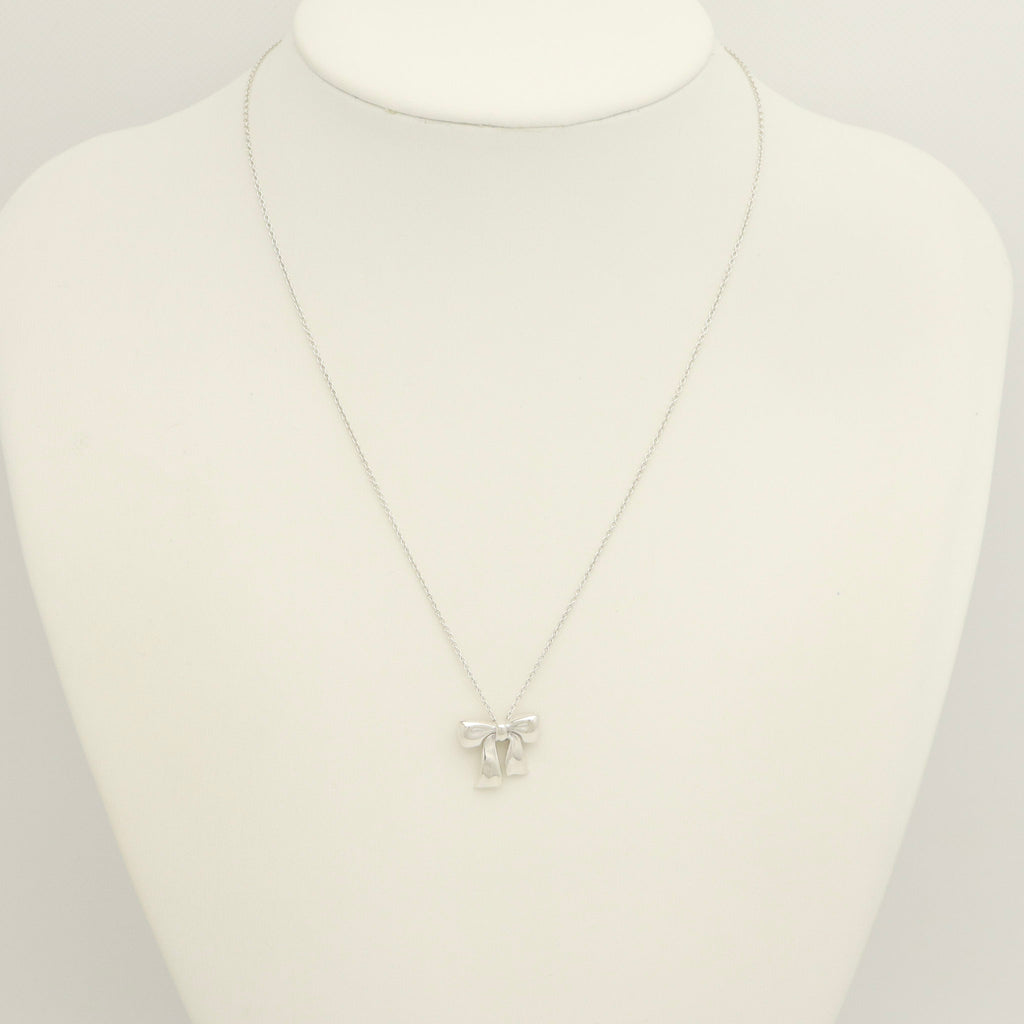 Tiffany & Co. Rare Bow Ribbon Necklace Pendant  Sterling Silver 925 