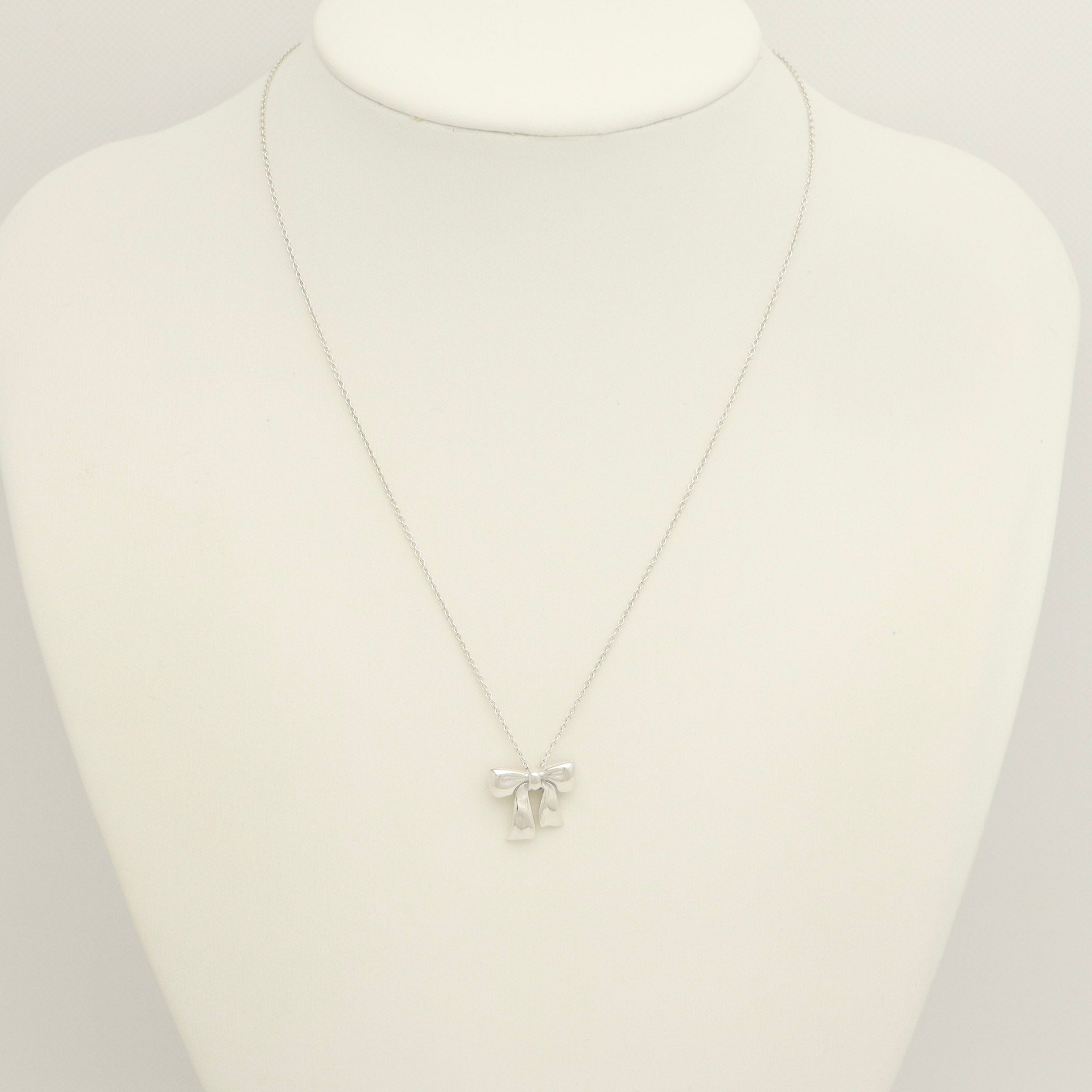 Tiffany & Co. Rare Bow Ribbon Necklace Pendant  Sterling Silver 925 