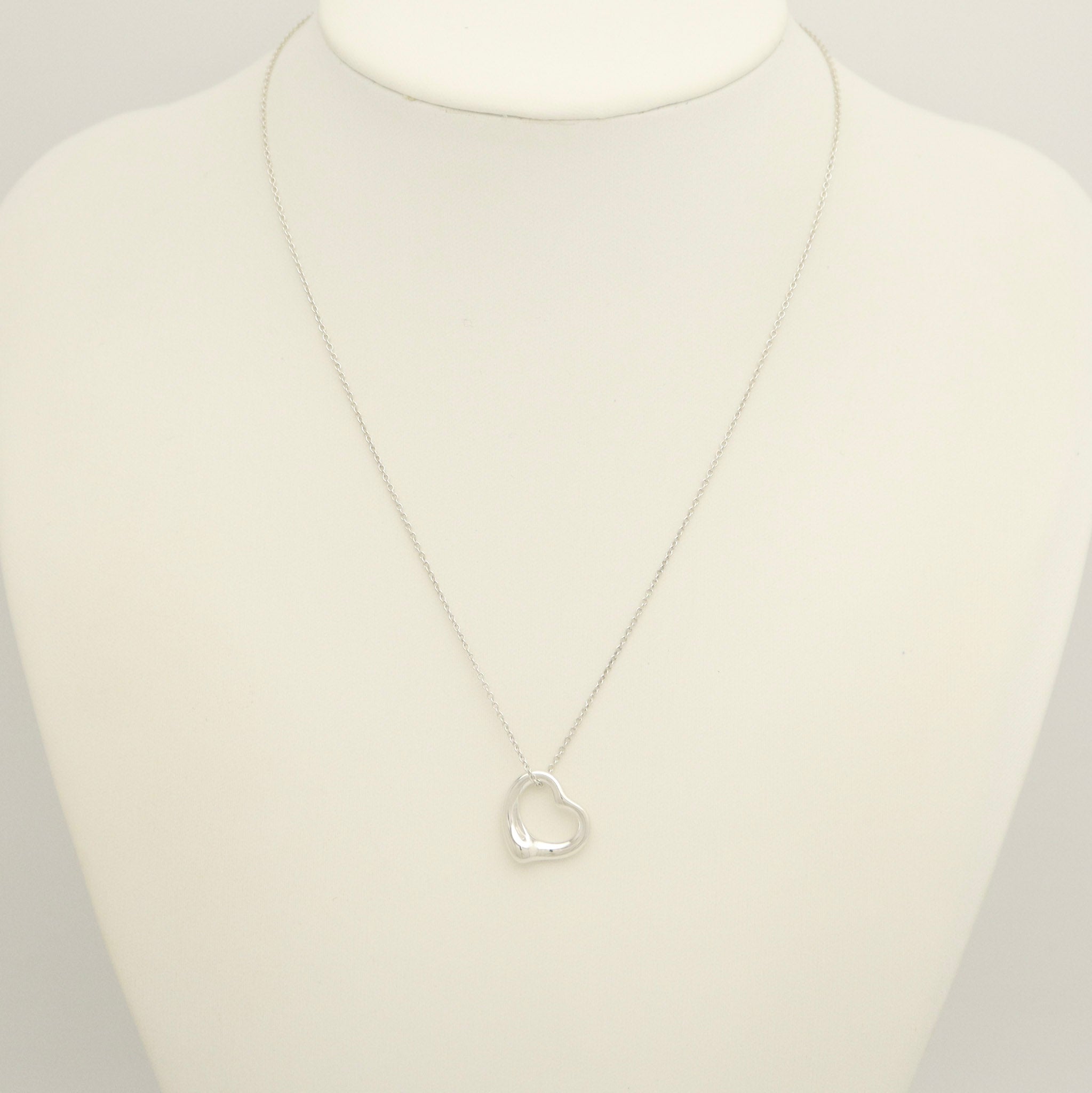 Tiffany & Co. Open Heart 16mm Pendant Necklace  Sterling Silver 925