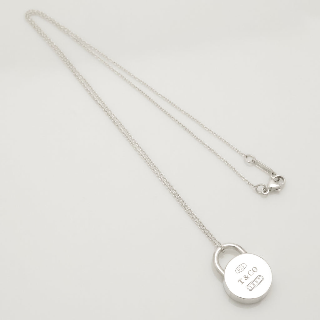 Tiffany & Co. 1837 Round Lock Padlock Pendant Necklace Sterling Silver 925