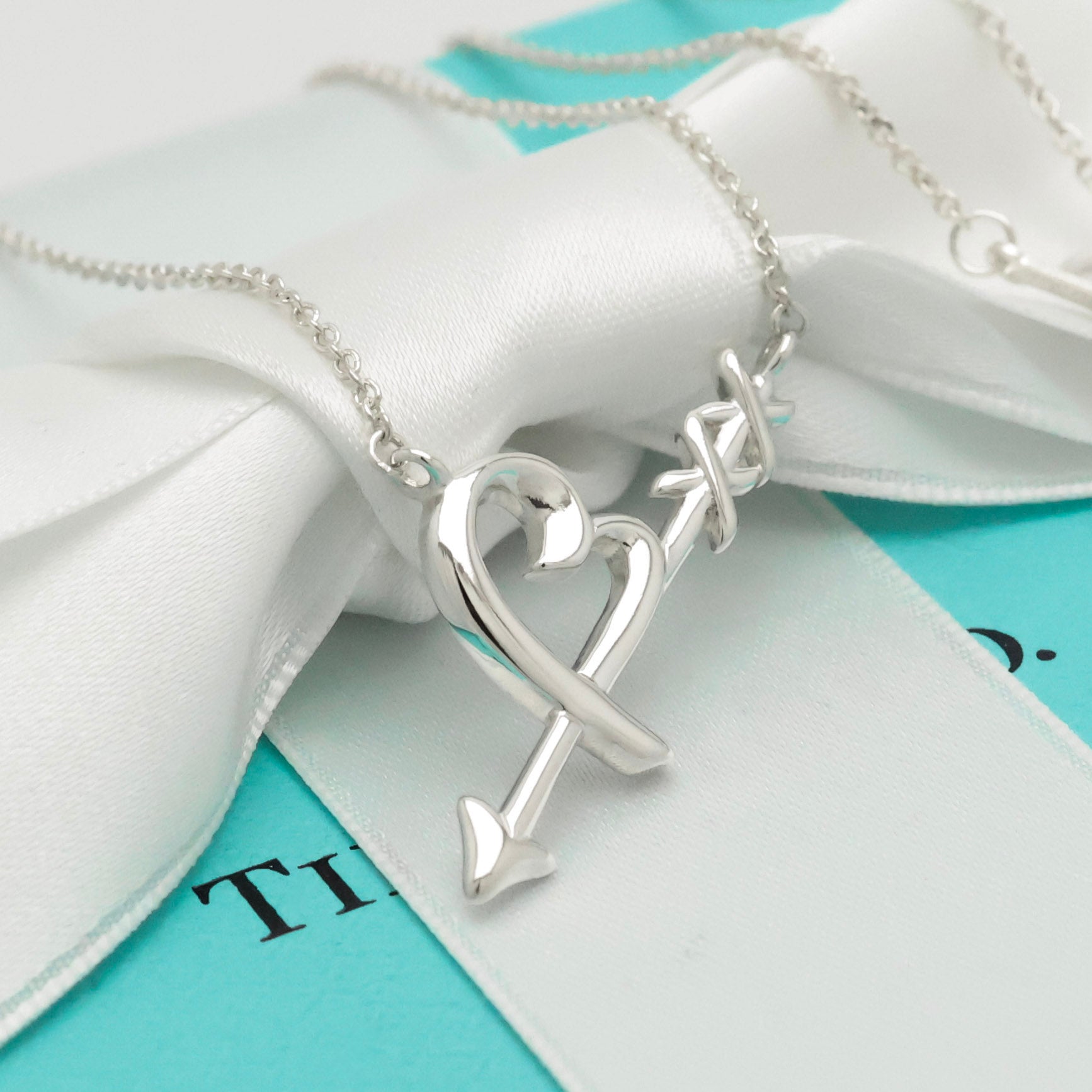  Tiffany & Co. Loving Heart Arrow Necklace Sterling Silver 925 