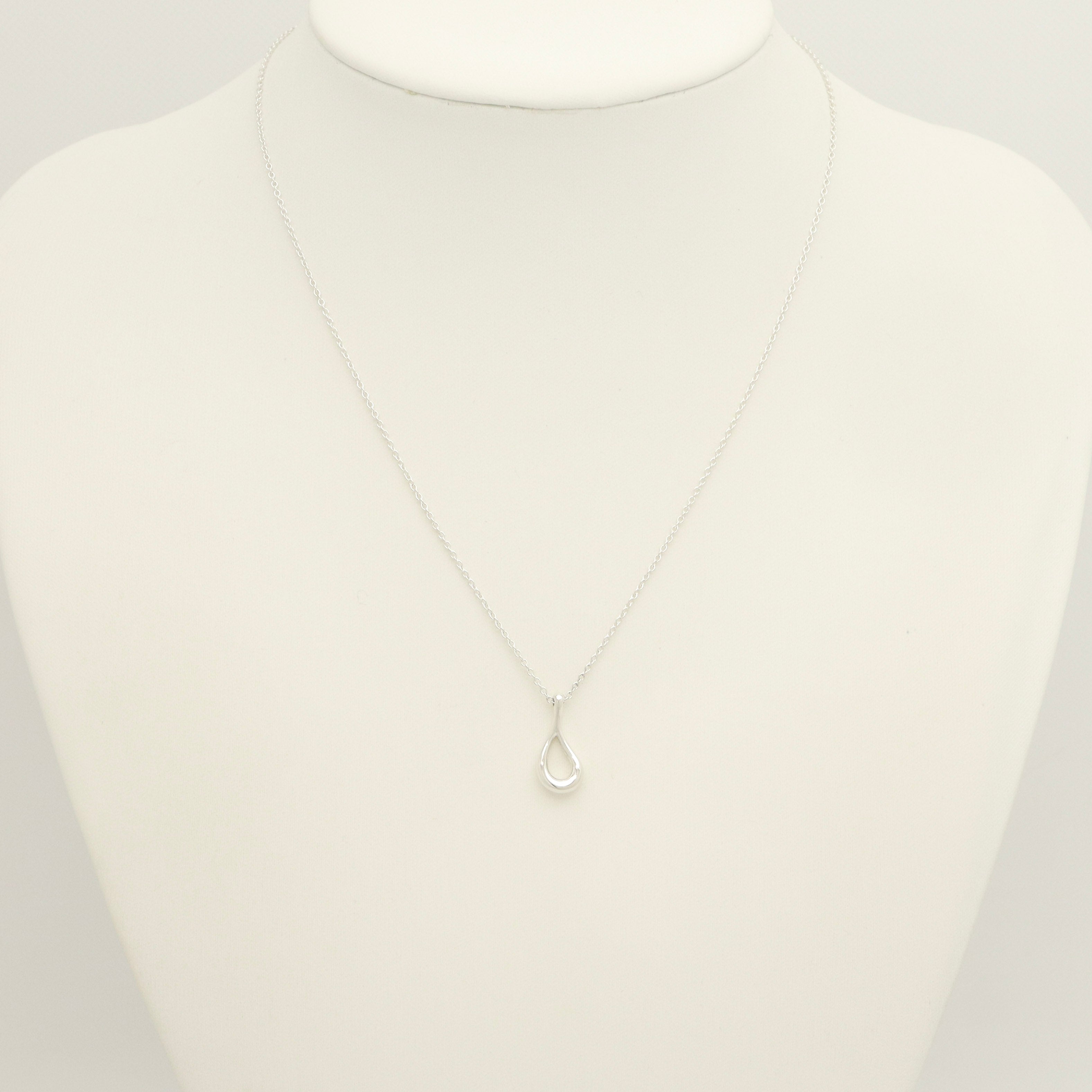  Tiffany & Co. Open Teardrop Necklace Pendant Sterling Silver 925 