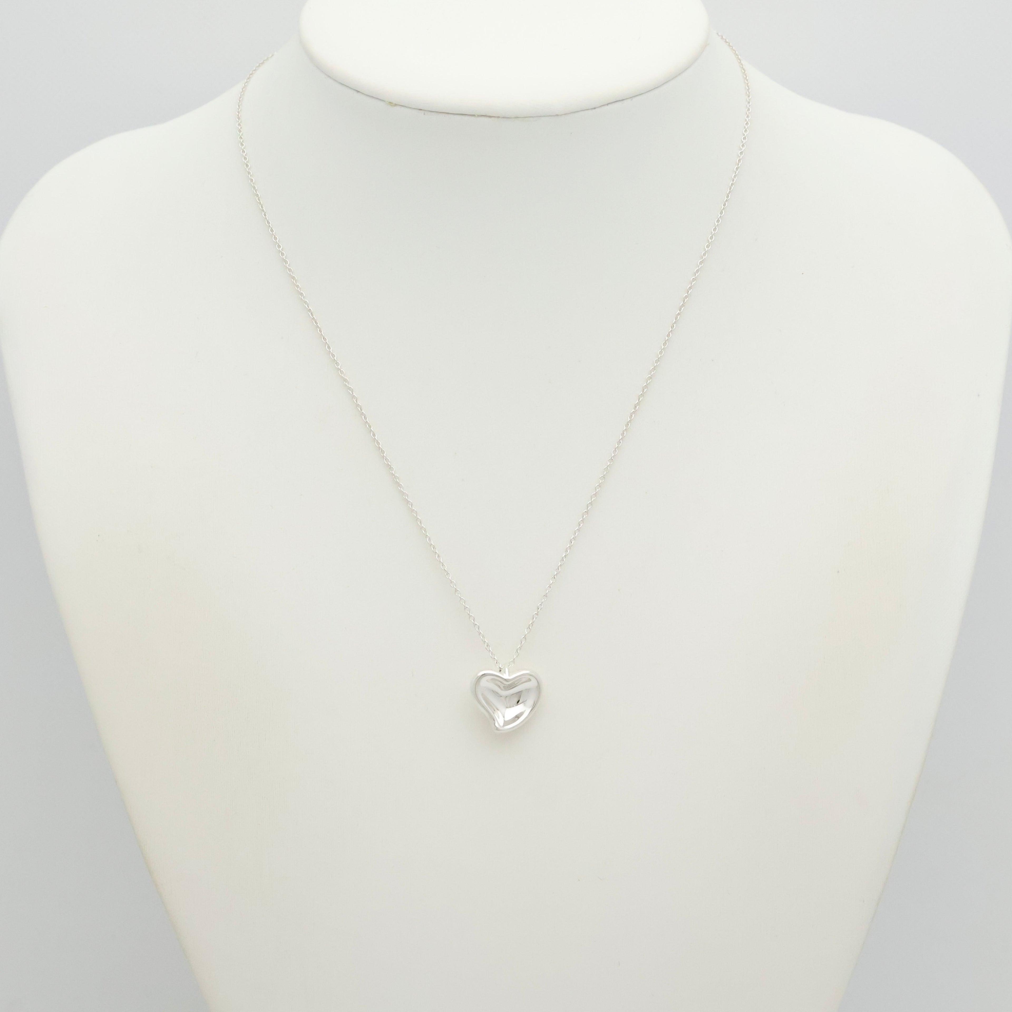 Tiffany & Co. Peretti Curved Full Heart Necklace Sterling Silver 925