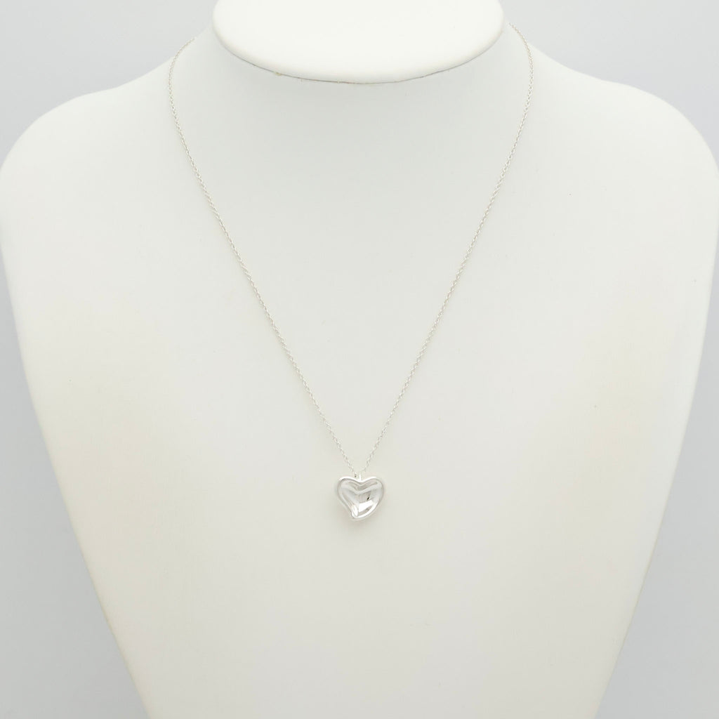 Tiffany & Co. Peretti Curved Full Heart Necklace Sterling Silver 925
