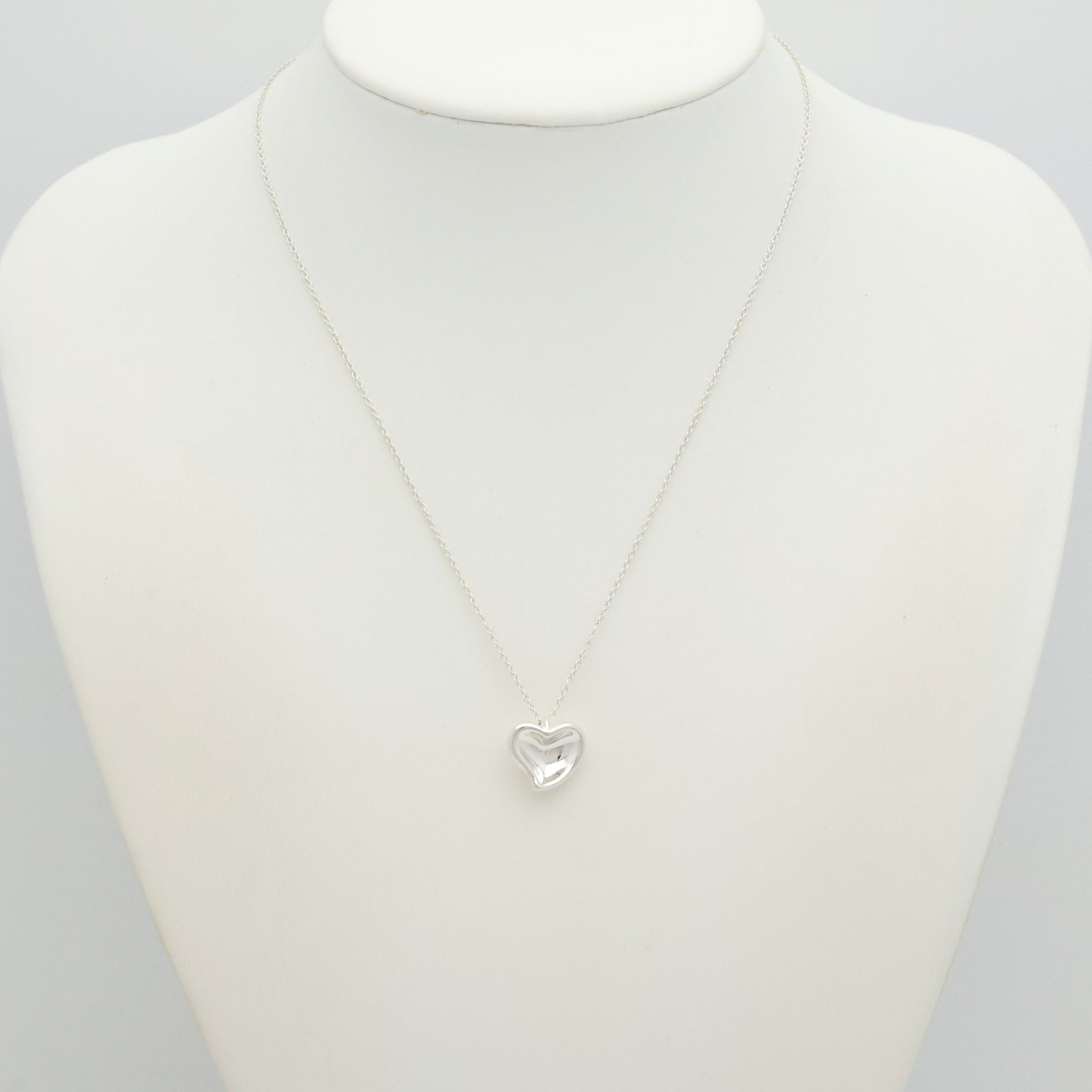 Tiffany & Co. Peretti Curved Full Heart Necklace Sterling Silver 925
