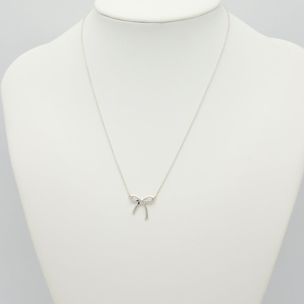 Tiffany & Co. Ribbon Bow Necklace Pendant  Sterling Silver 925 