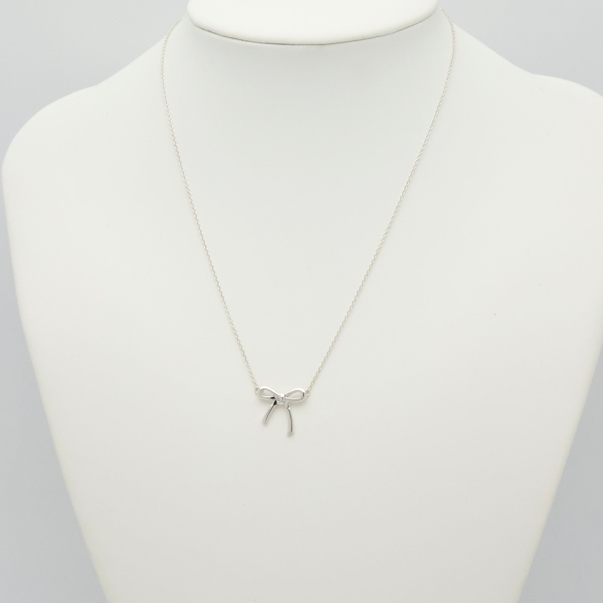 Tiffany & Co. Ribbon Bow Necklace Pendant  Sterling Silver 925 