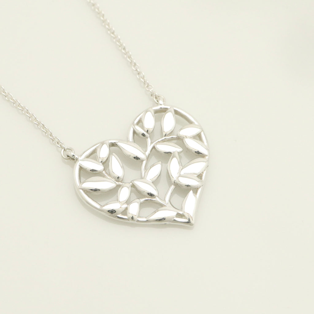 Tiffany & Co. Picasso Olive Leaf Heart Necklace Sterling Silver 925