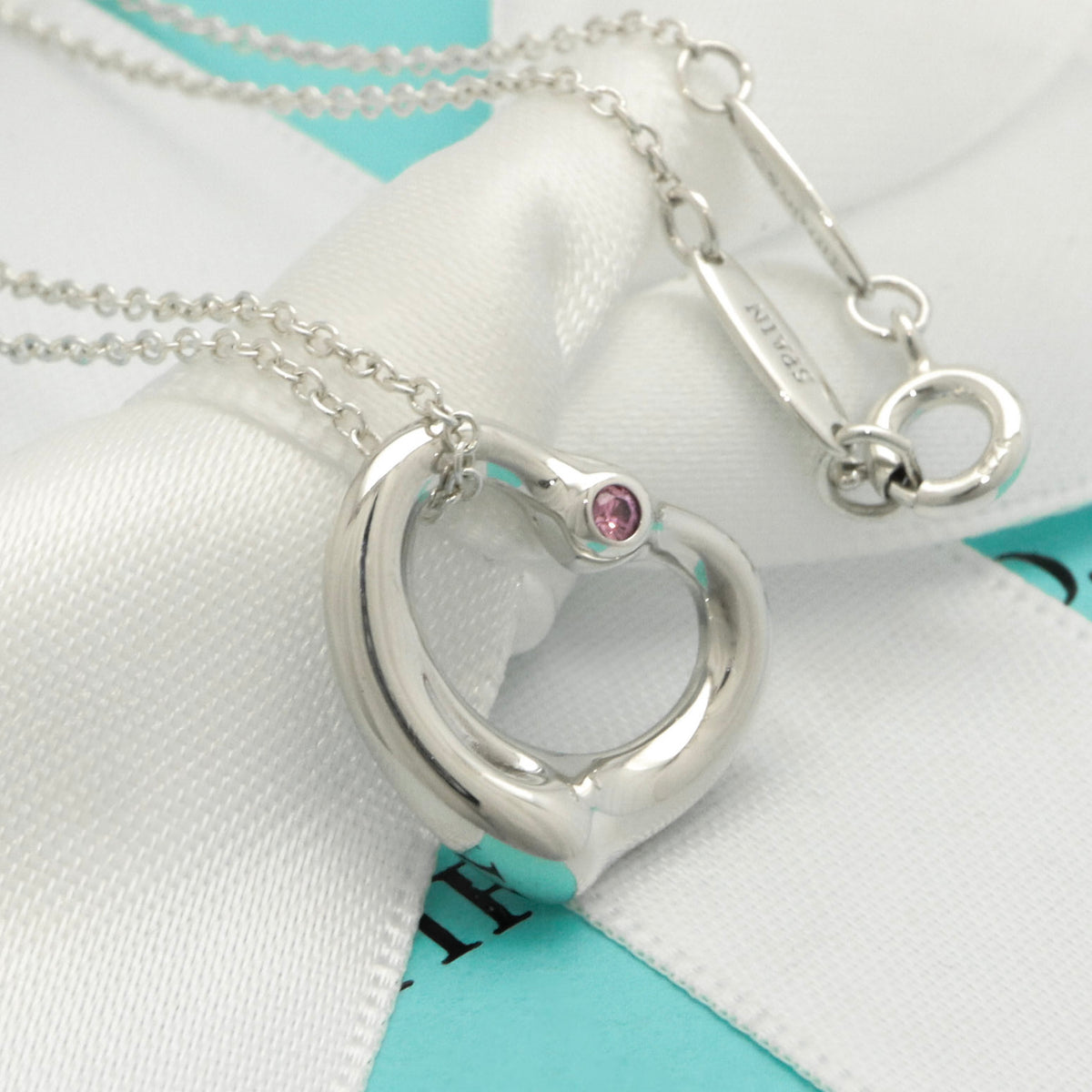TIFFANY&Co. オープンハート 1P ピンク サファイア エルサペレッティ ネックレス AG925