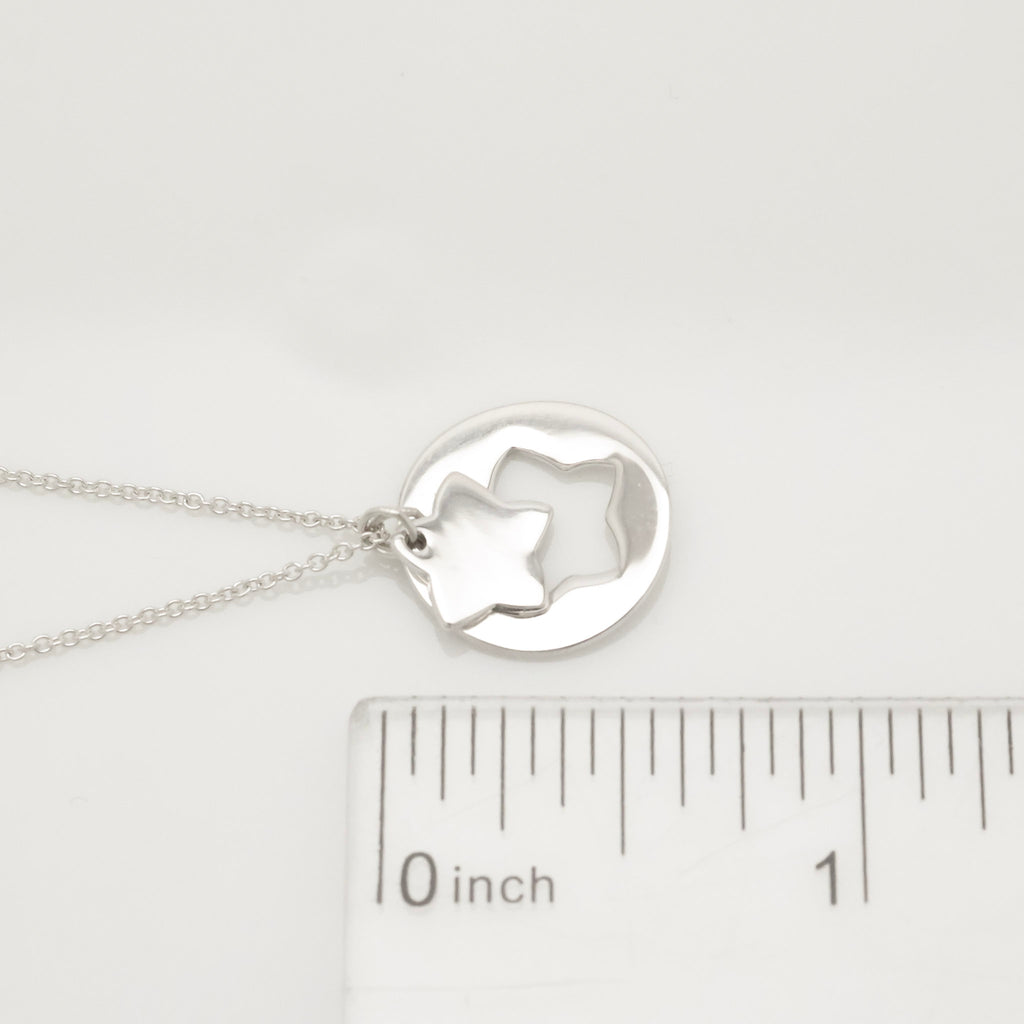 Tiffany & Co. Stencil Star Cutout Circle Necklace Sterling Silver 925 