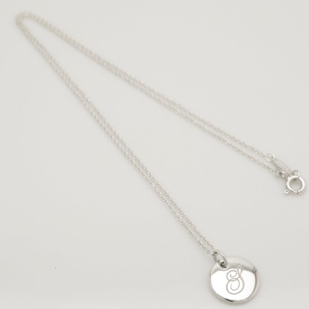  Tiffany & Co. Letter Y Notes Initial Disc Necklace Sterling Silver 925