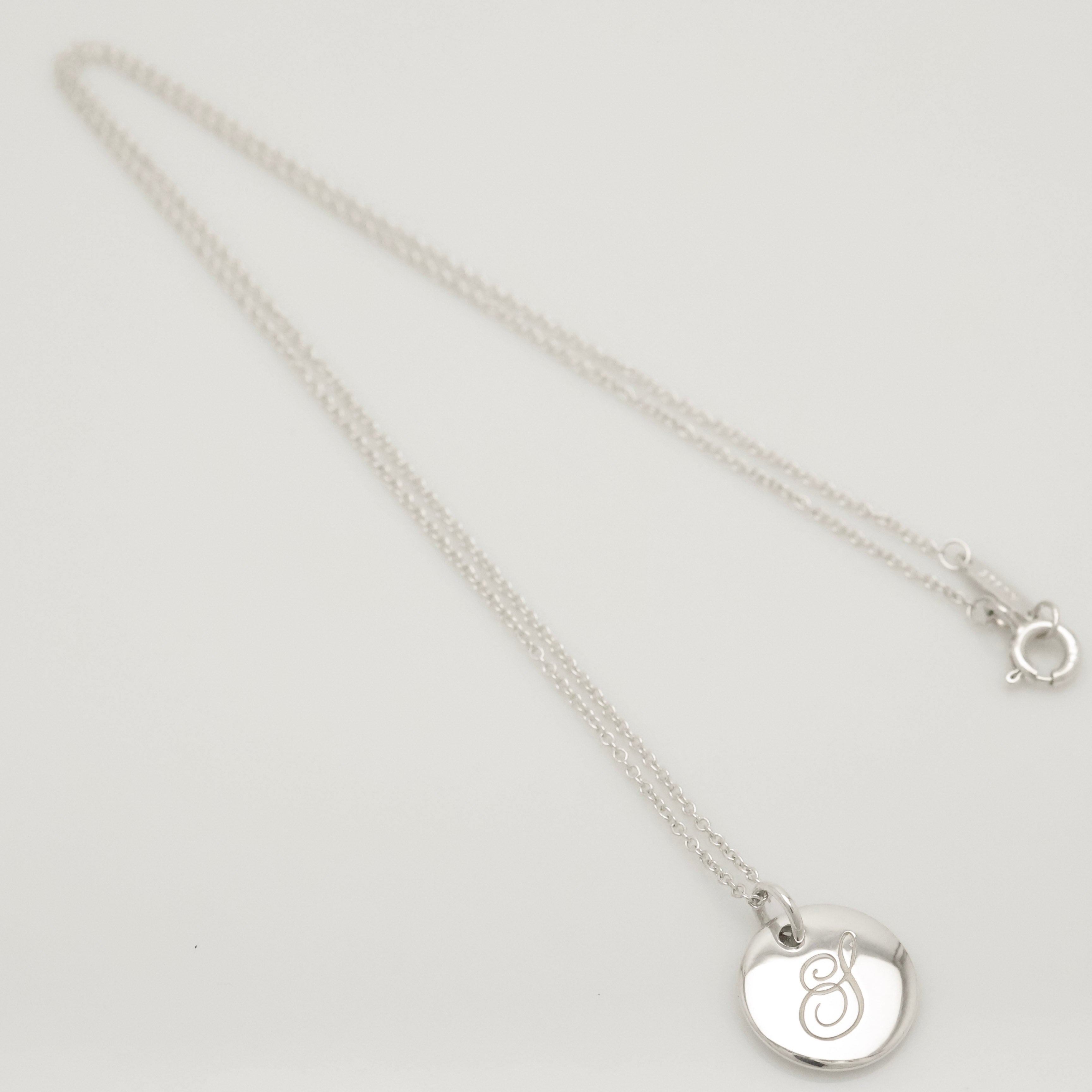  Tiffany & Co. Letter Y Notes Initial Disc Necklace Sterling Silver 925