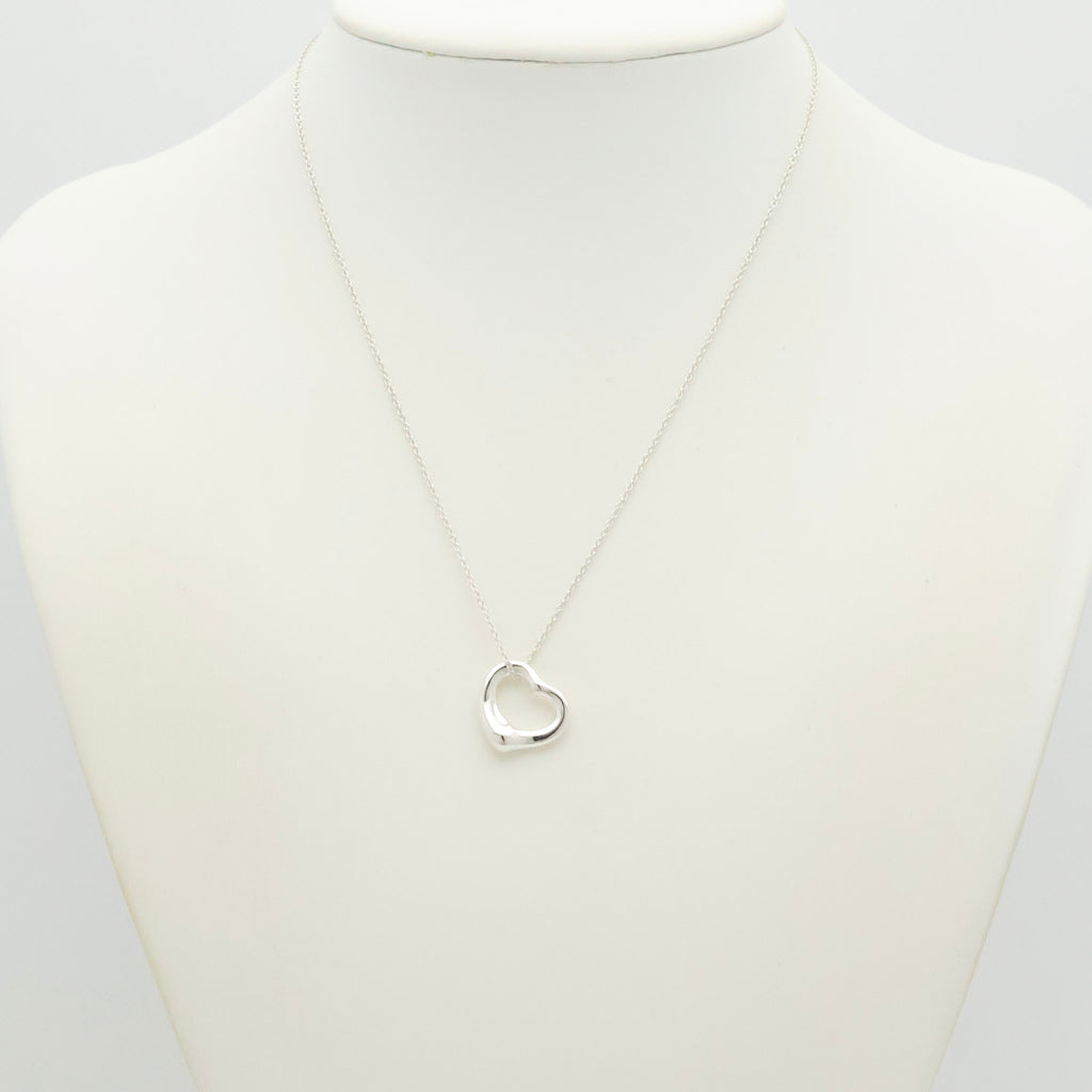 Tiffany & Co. Open Heart 16mm Pendant Necklace  Sterling Silver 925