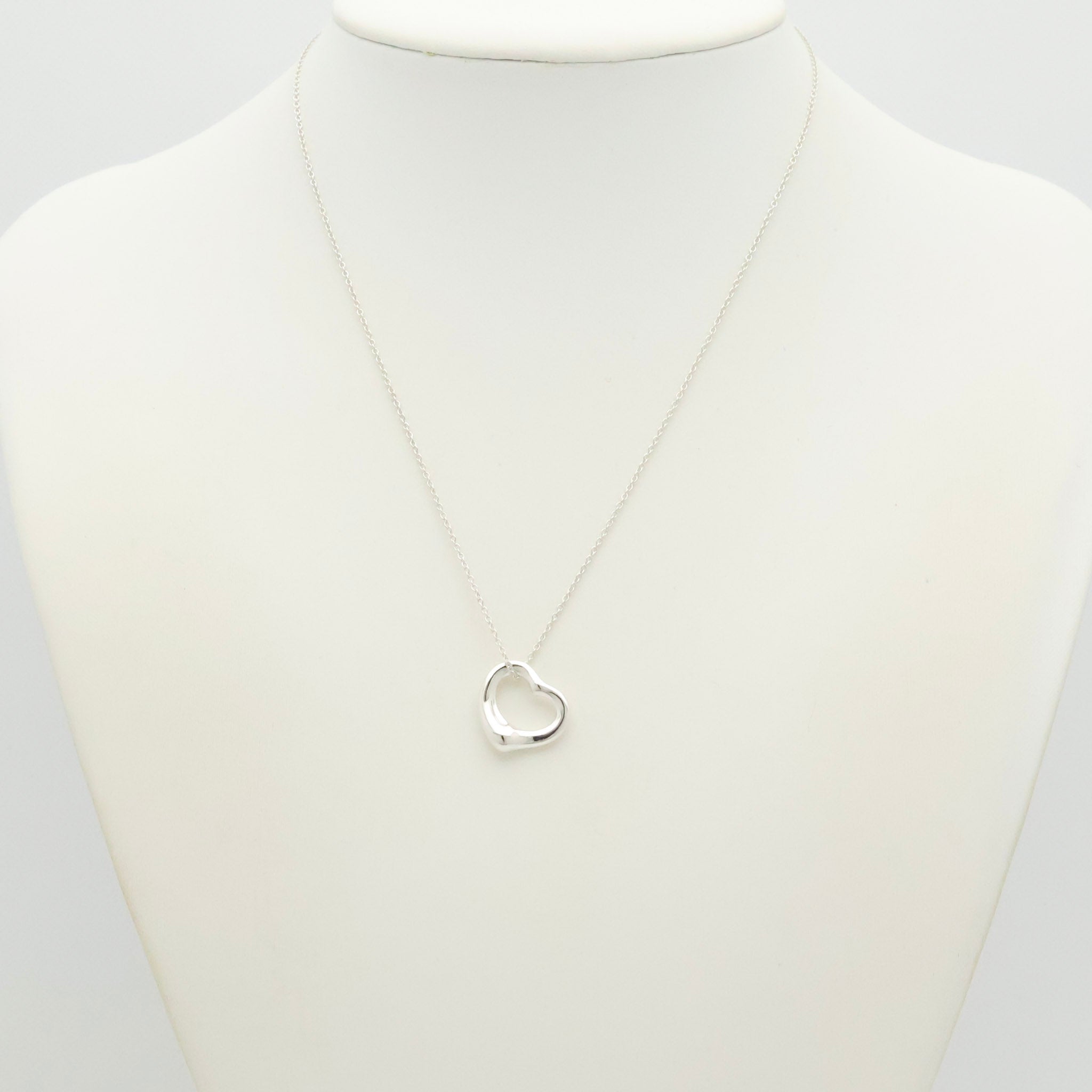 Tiffany & Co. Open Heart 16mm Pendant Necklace  Sterling Silver 925