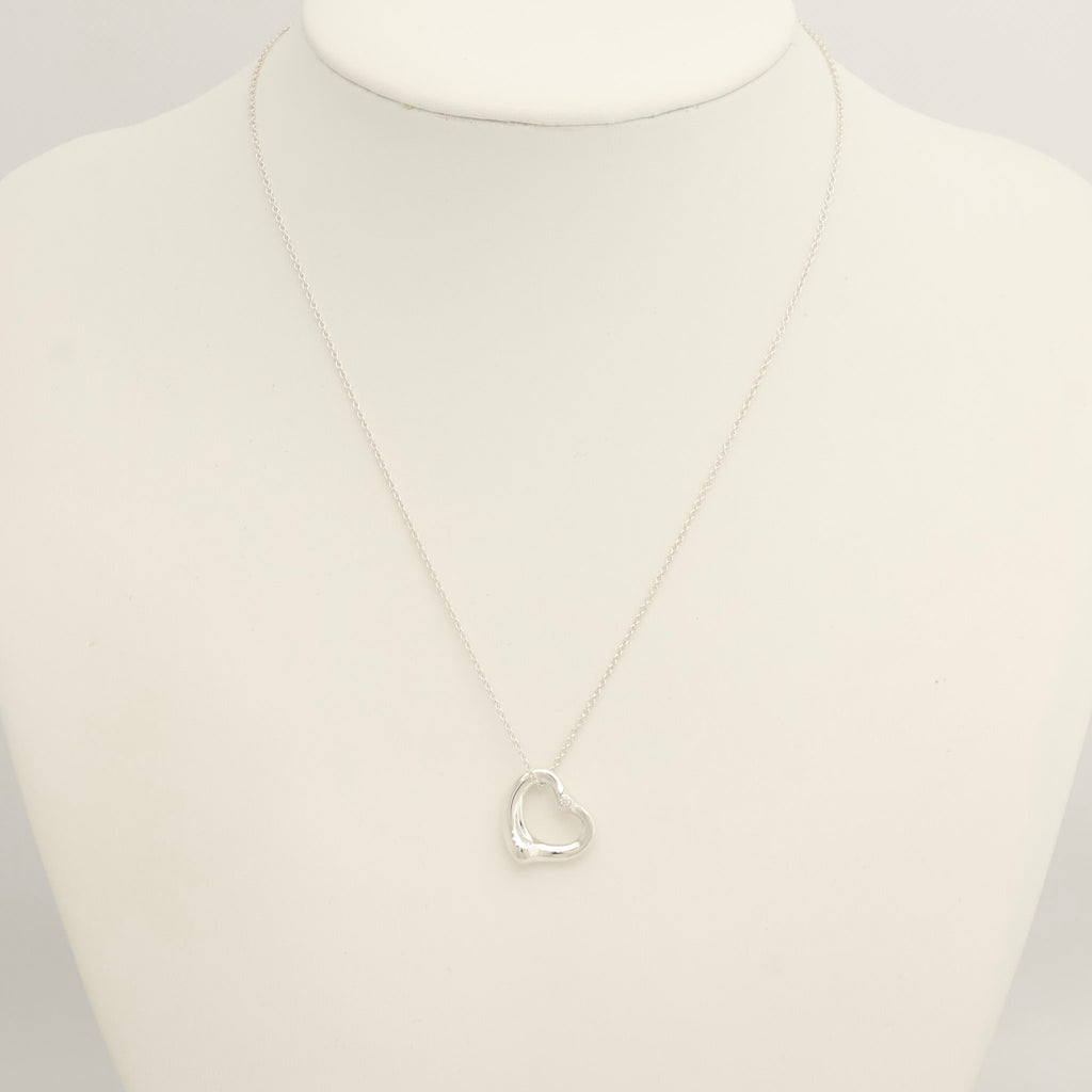 TIFFANY&Co. オープンハート 16mm 2P ダイヤモンド エルサペレッティ ネックレス AG925